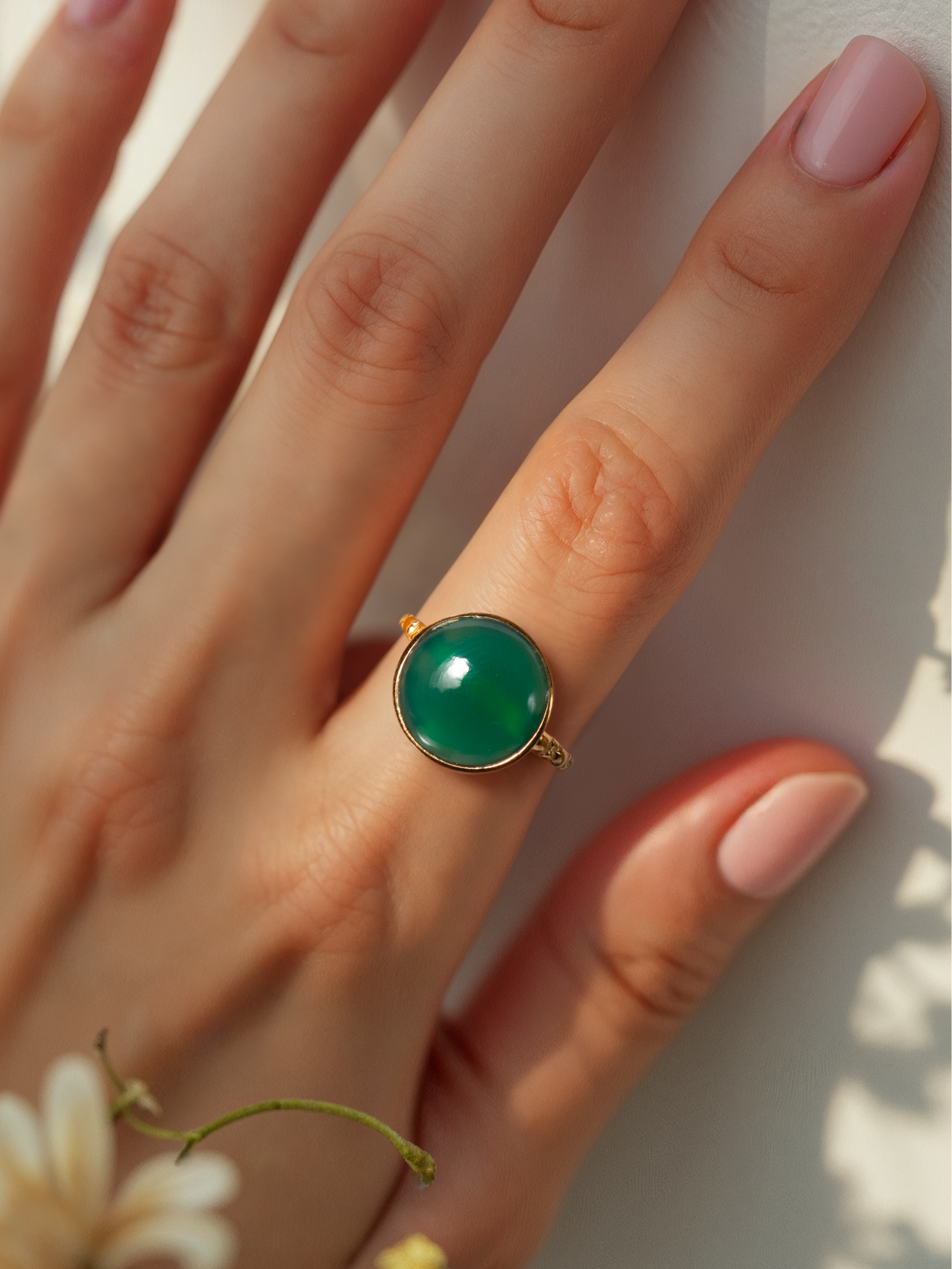 surya - Green Onyx Sun Ring