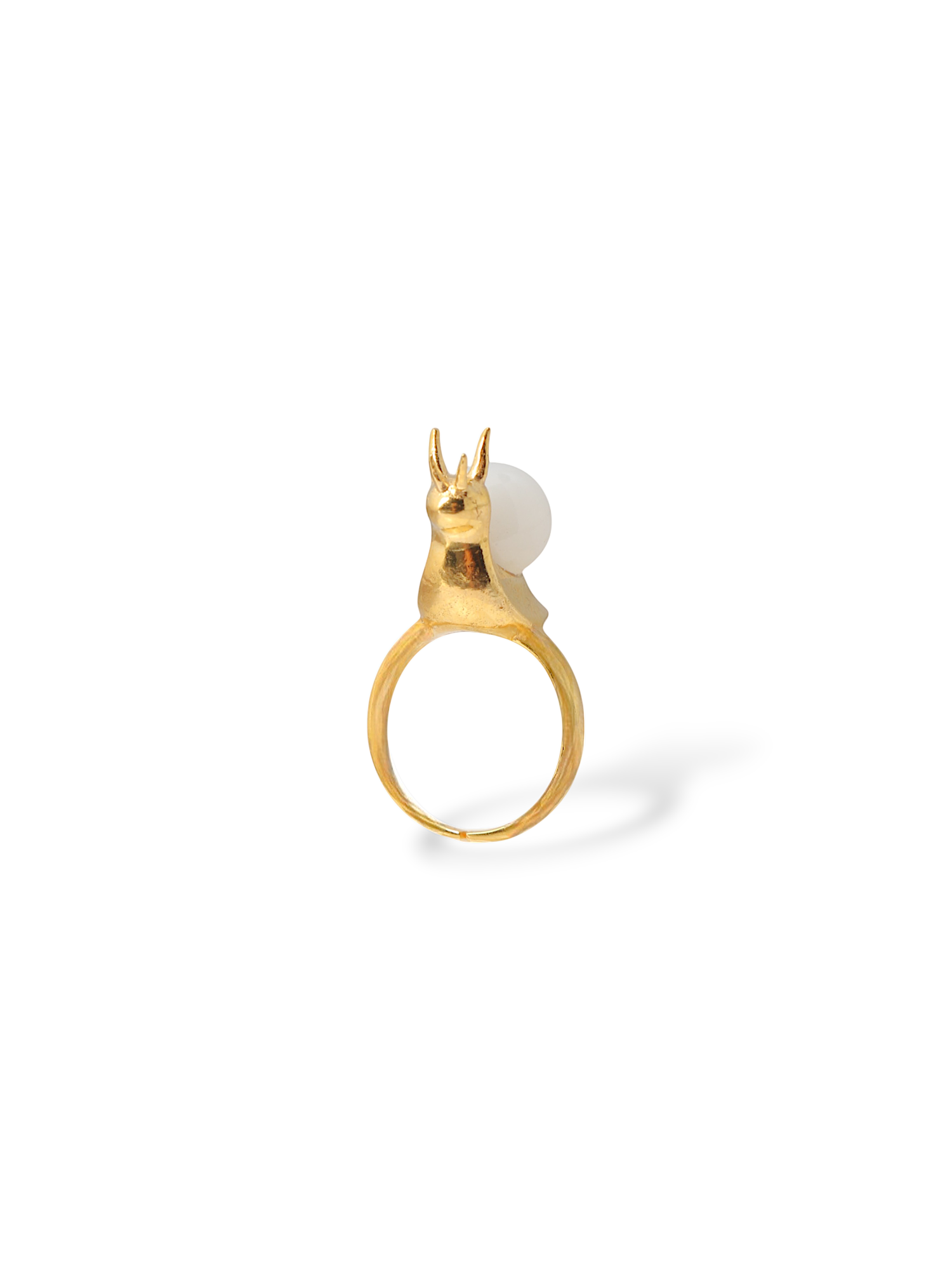 snail - White Moonstone Ring