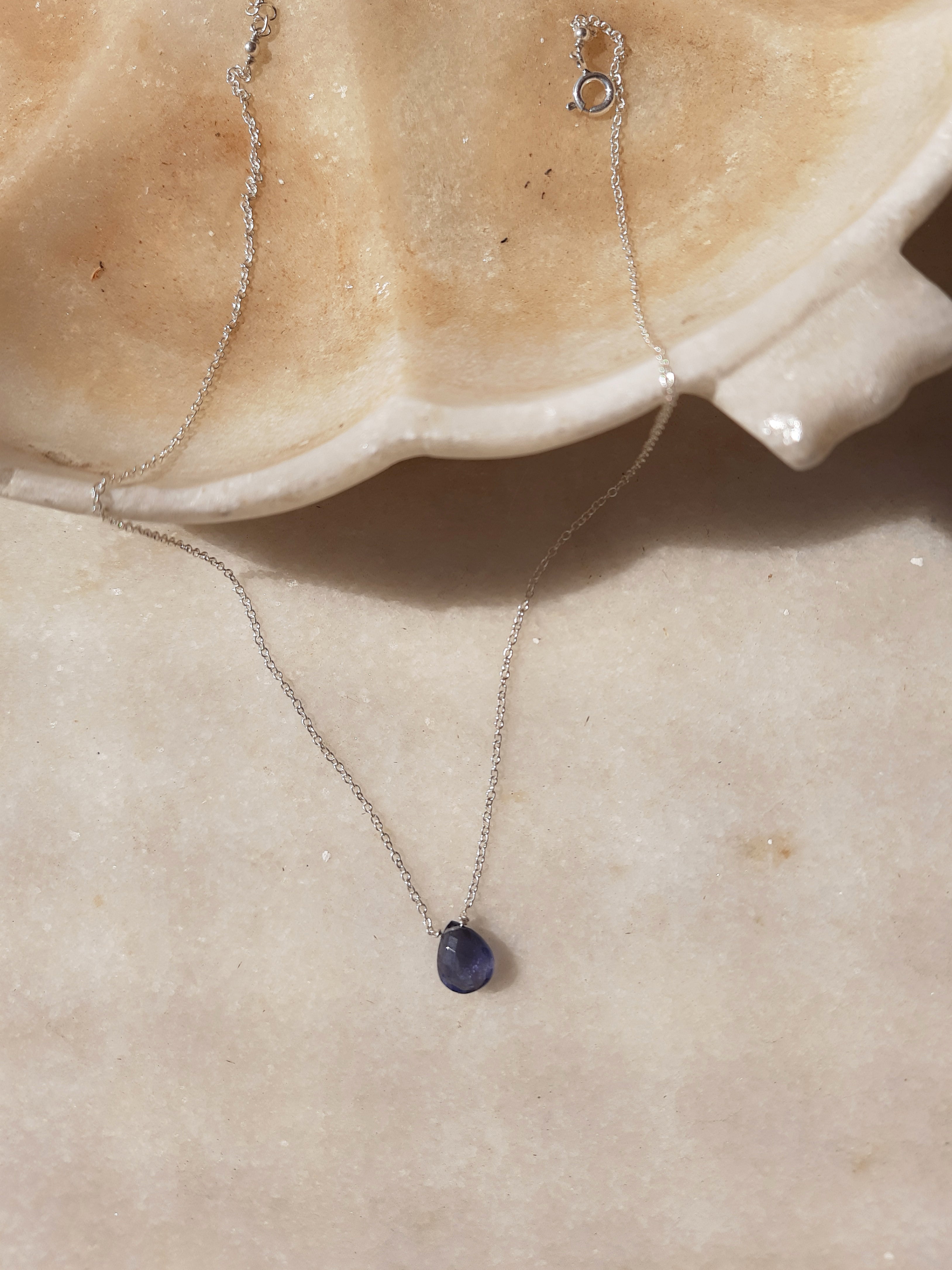 iyate - Iolite Almond Shaped Drop Pendant