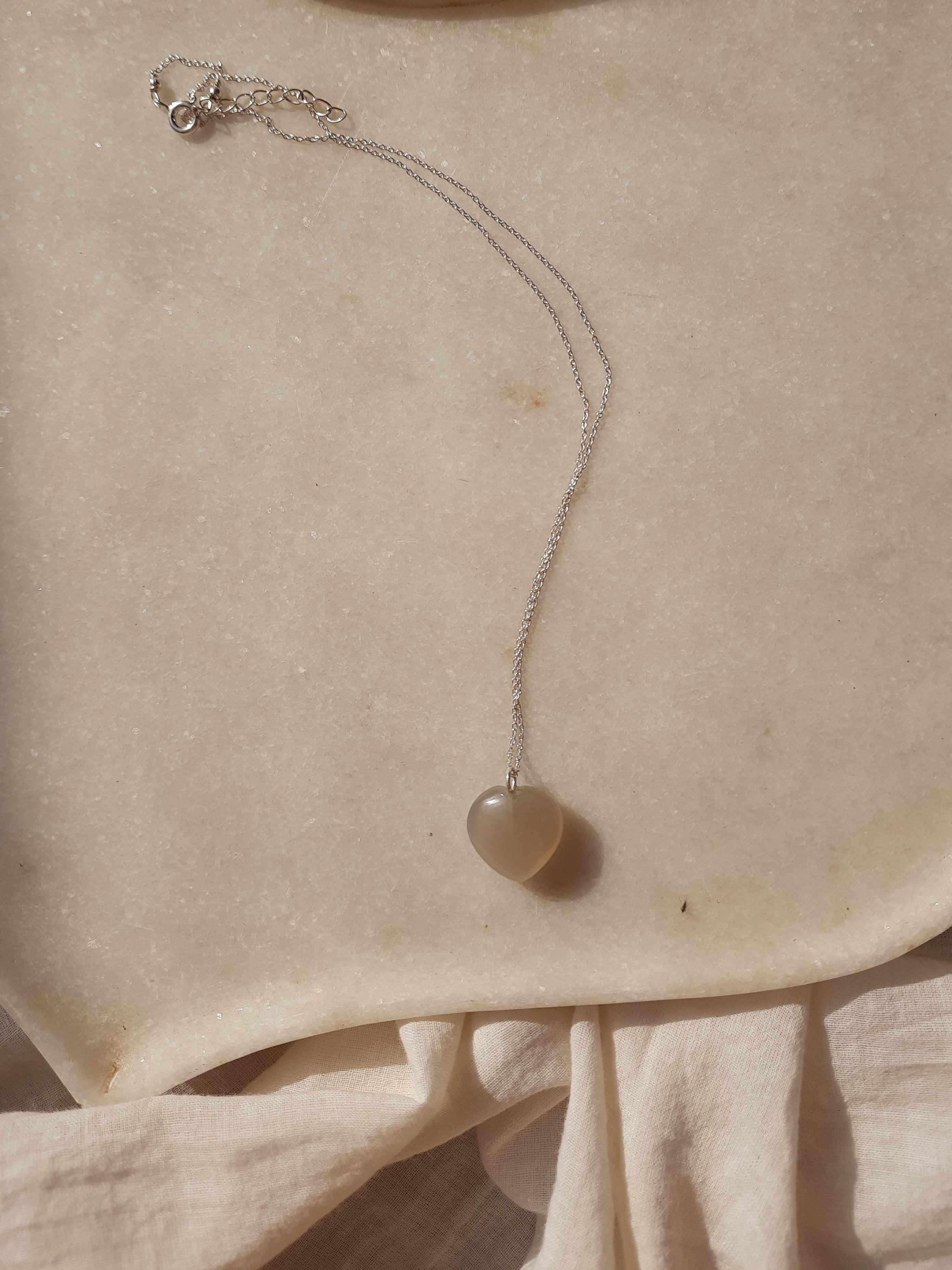 adya - Grey Moonstone Heart Pendant