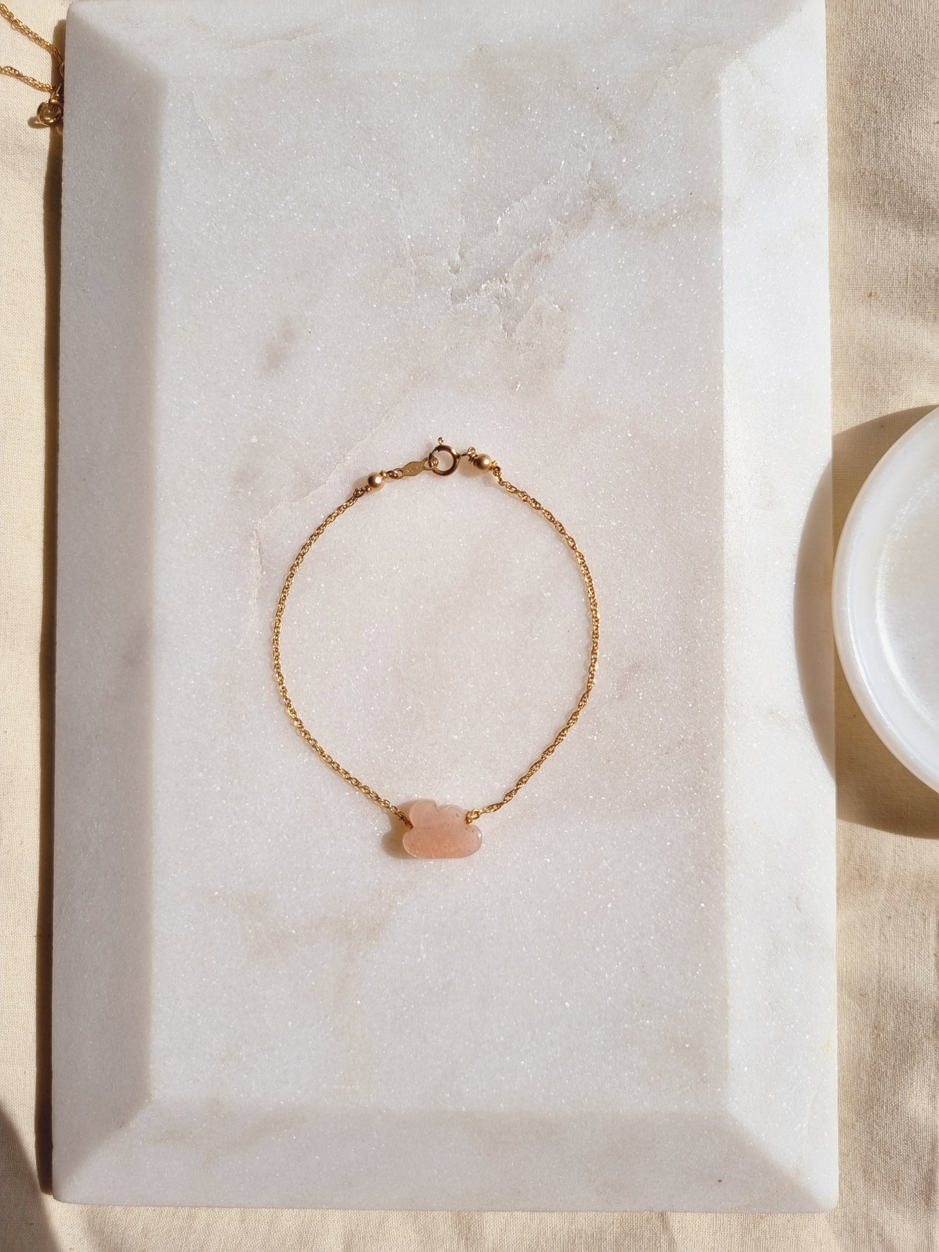 amegh - Peach Moonstone Cloud Bracelet