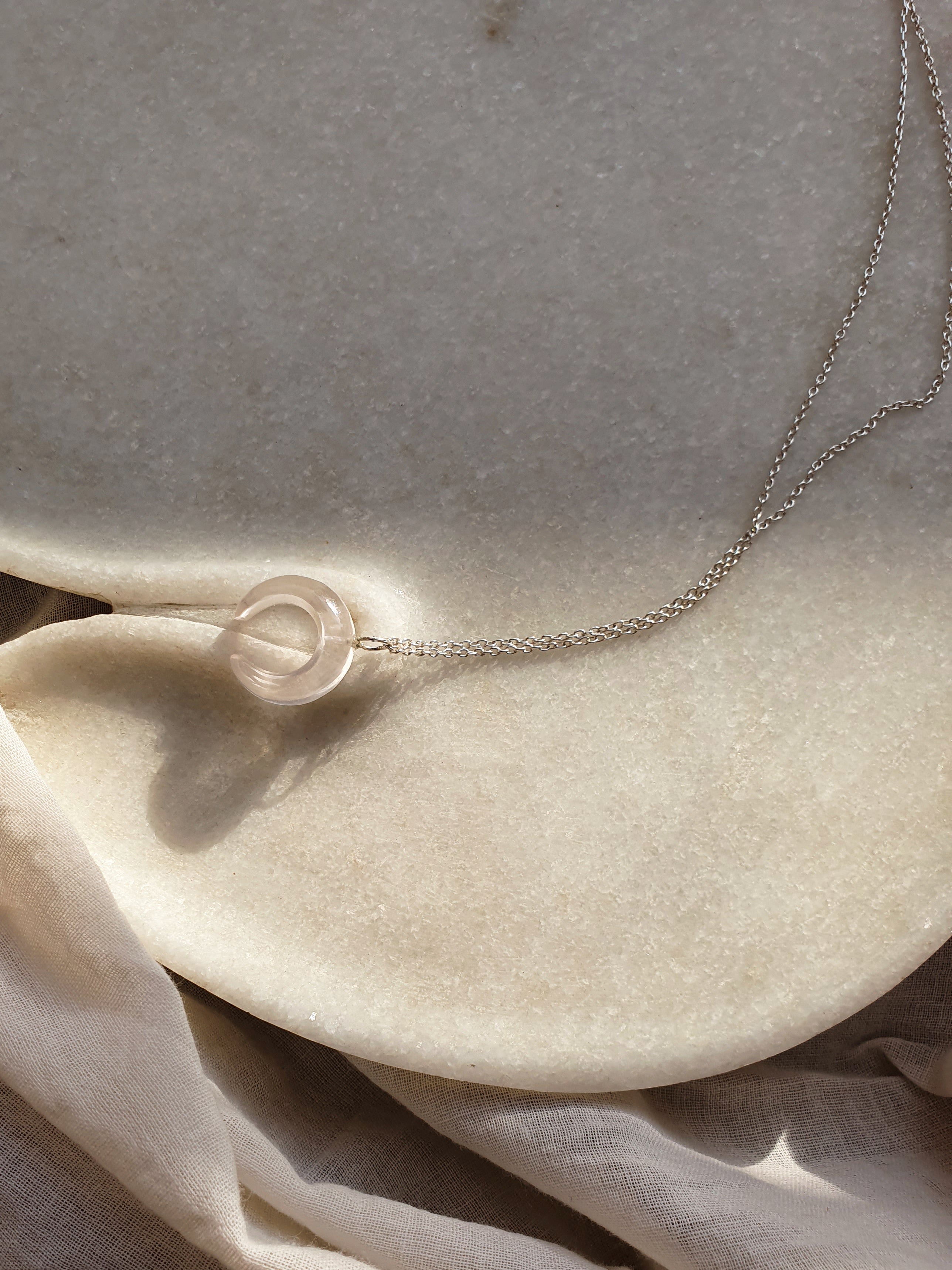 koka - Rose Quartz Crescent Pendant