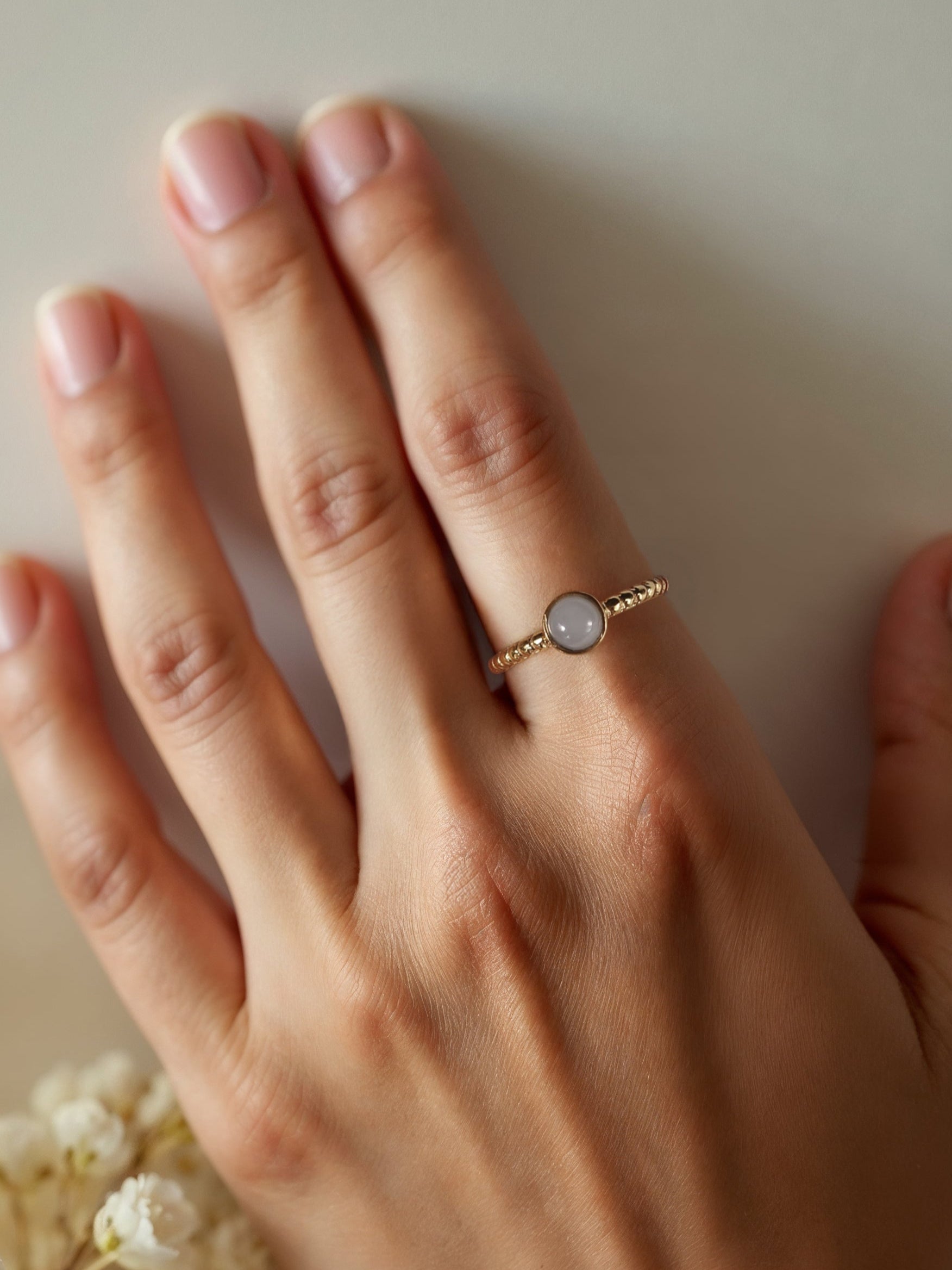 sukra - White Moonstone Venus Ring