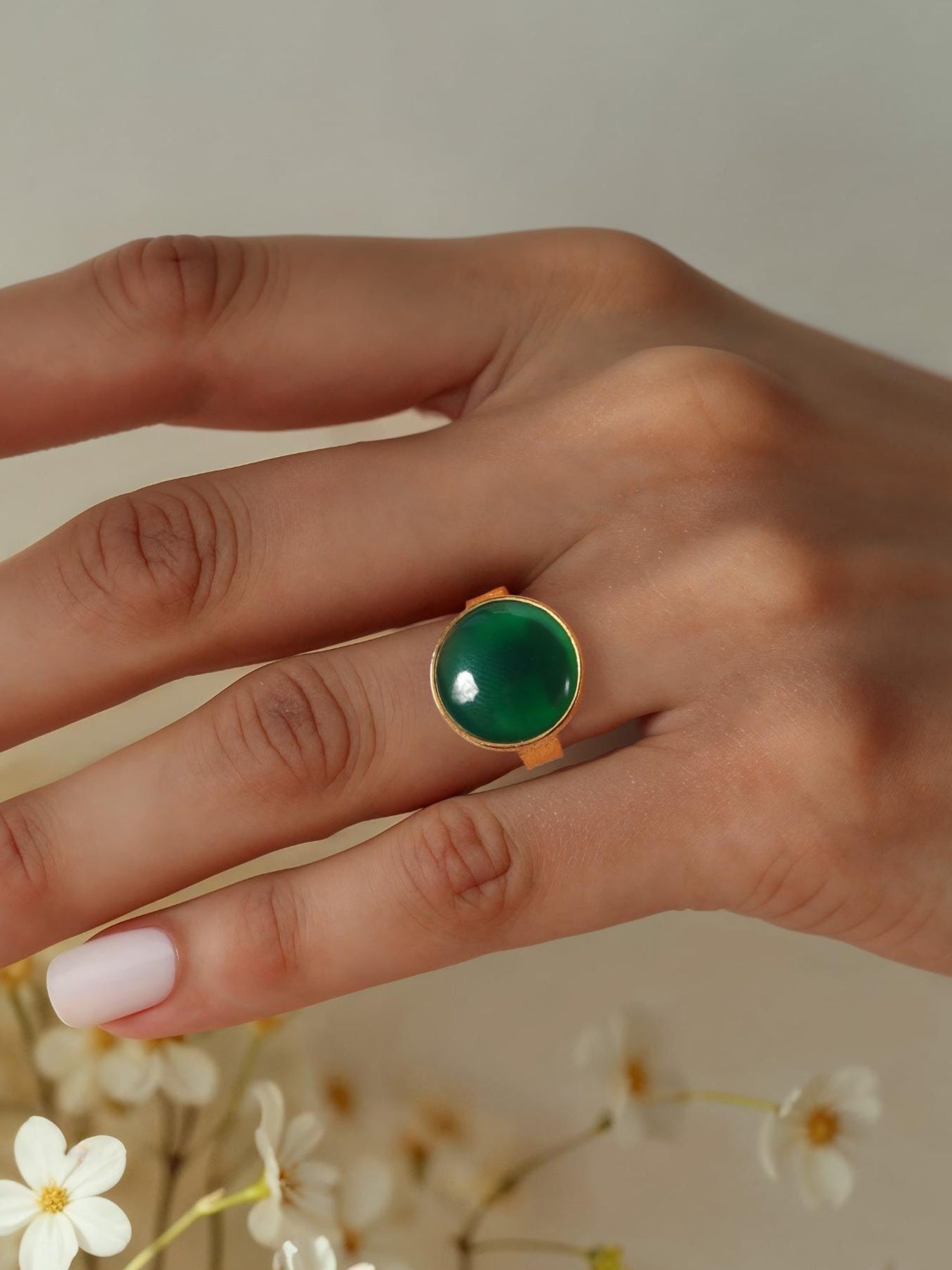saani - Green Onyx Saturn Ring