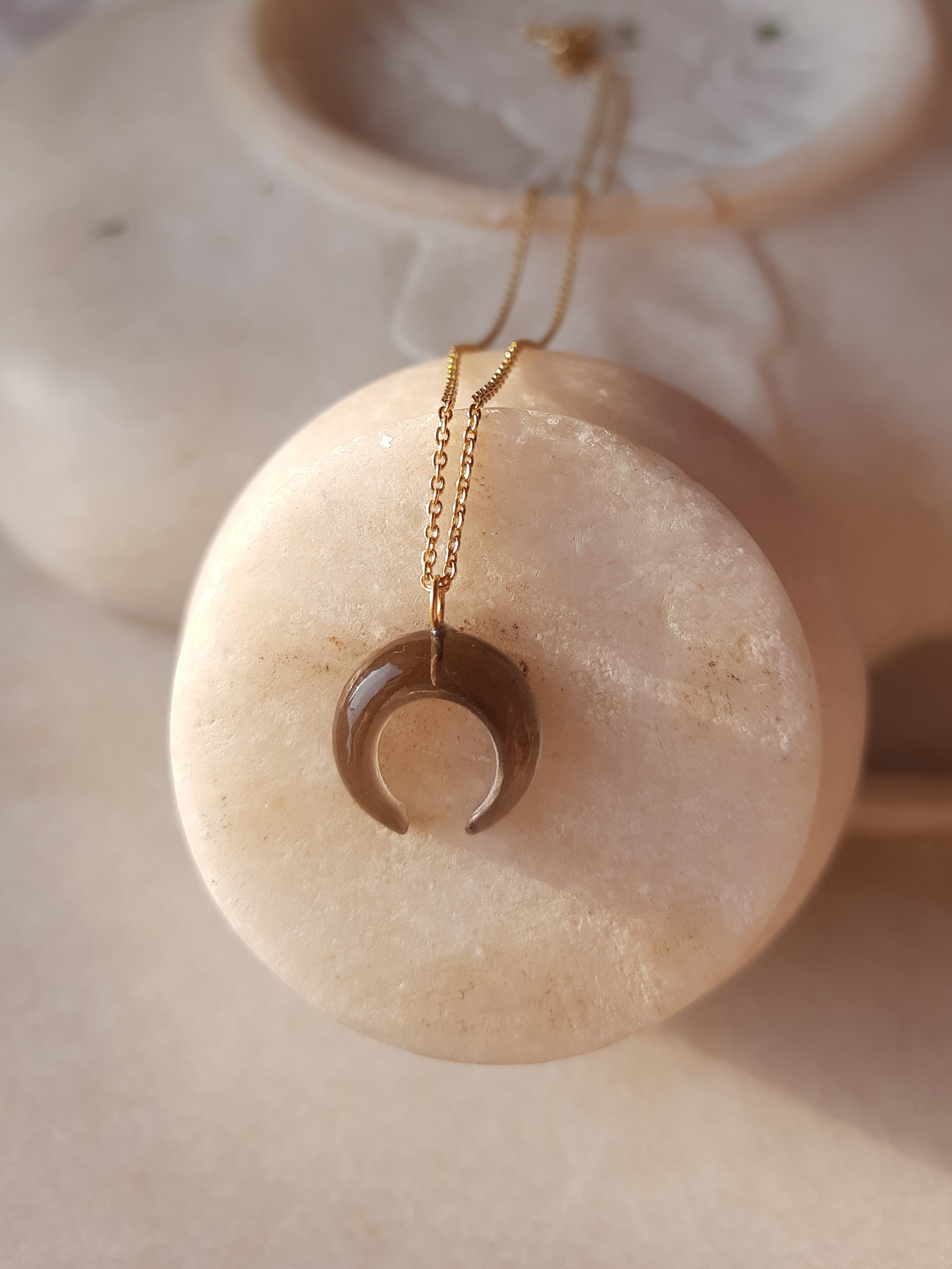 koka - Smoky Quartz Crescent Pendant