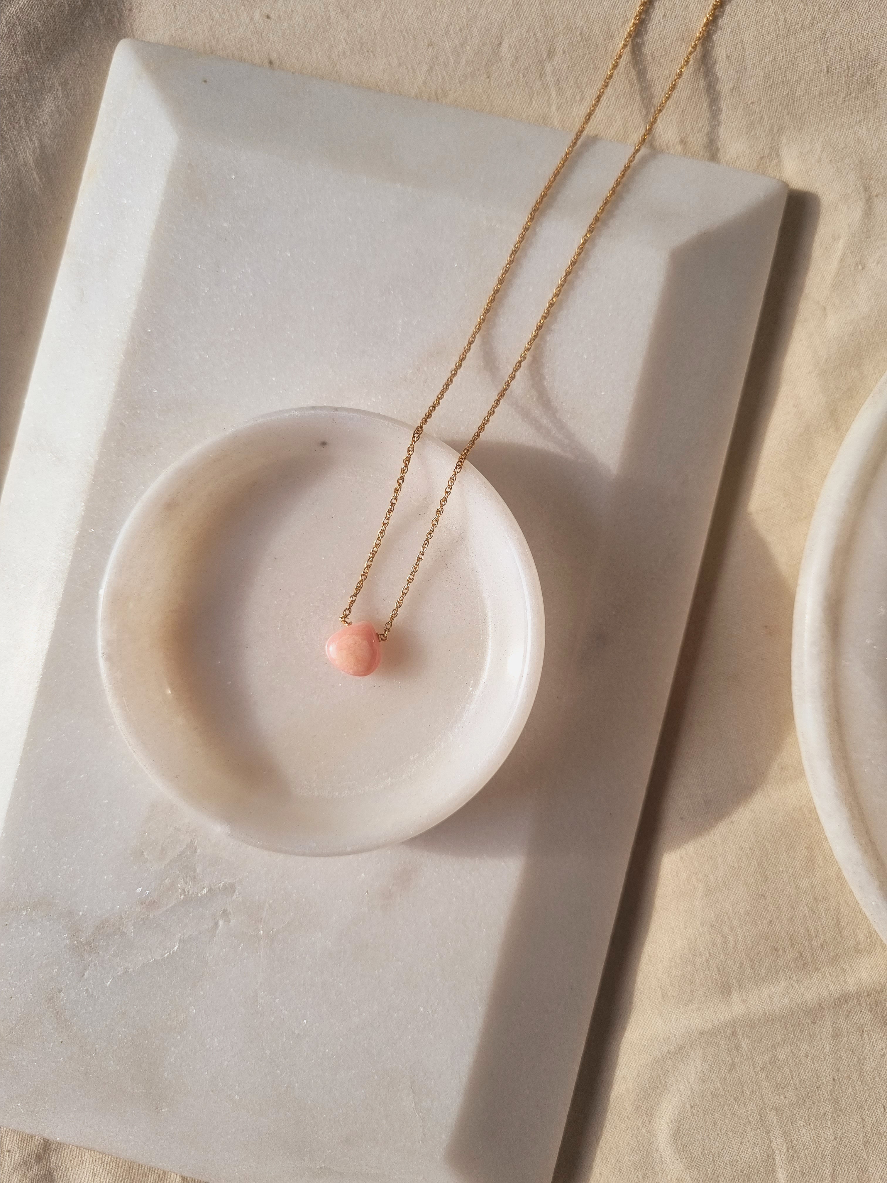sete - Pink Opal Heart Shaped Drop Pendant
