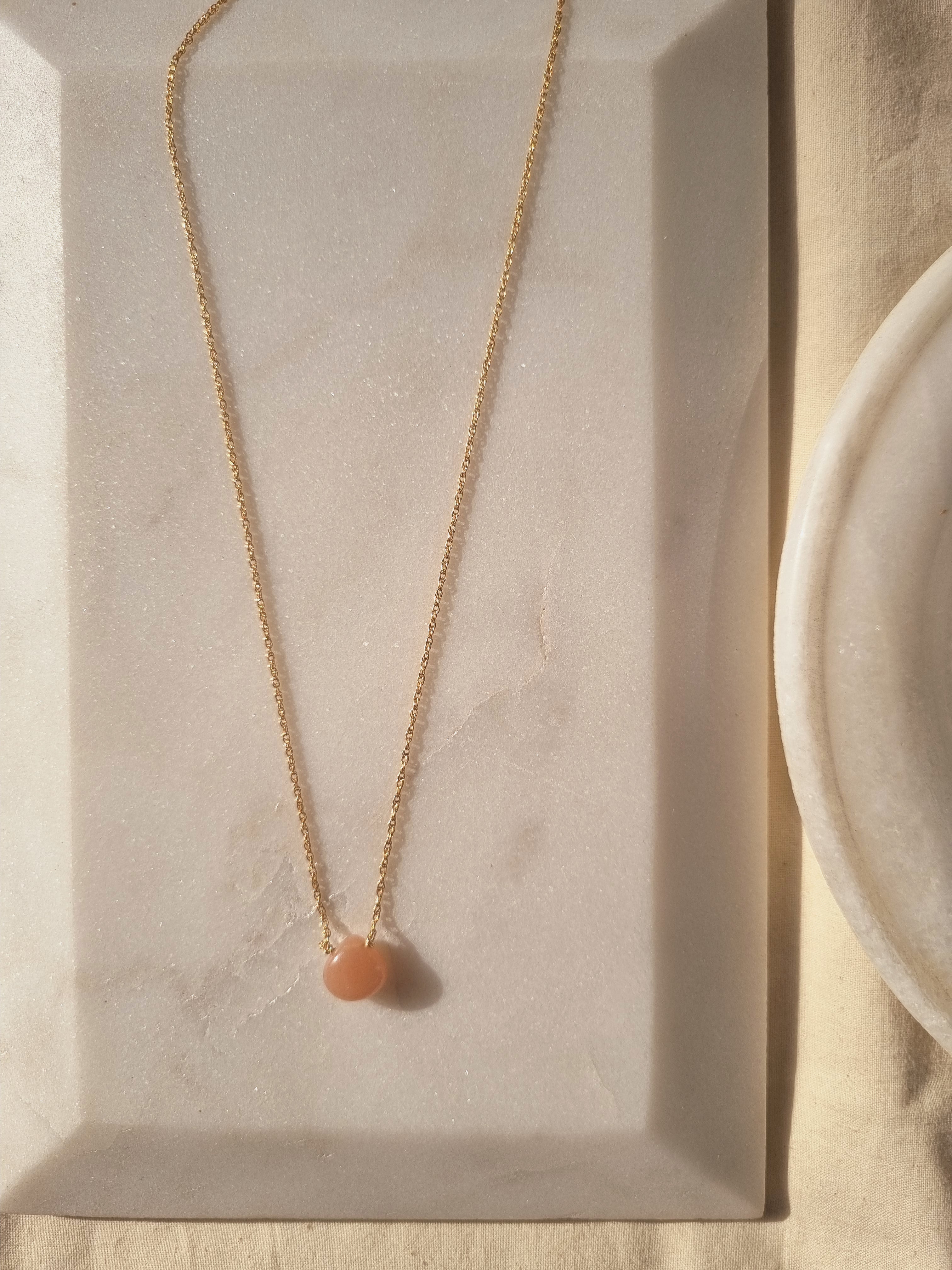 sete - Peach Moonstone Heart Shaped Drop Pendant