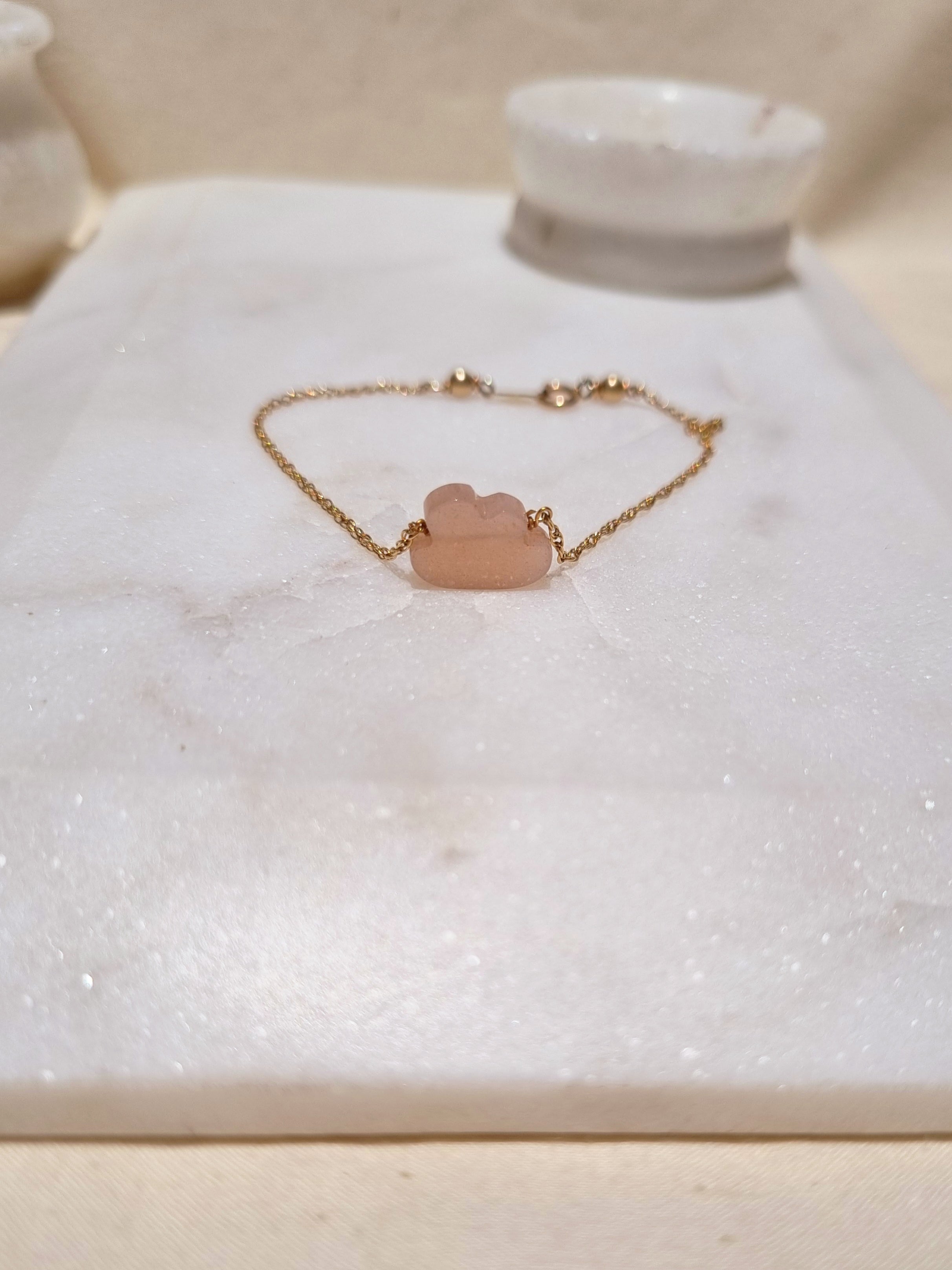 amegh - Peach Moonstone Cloud Bracelet