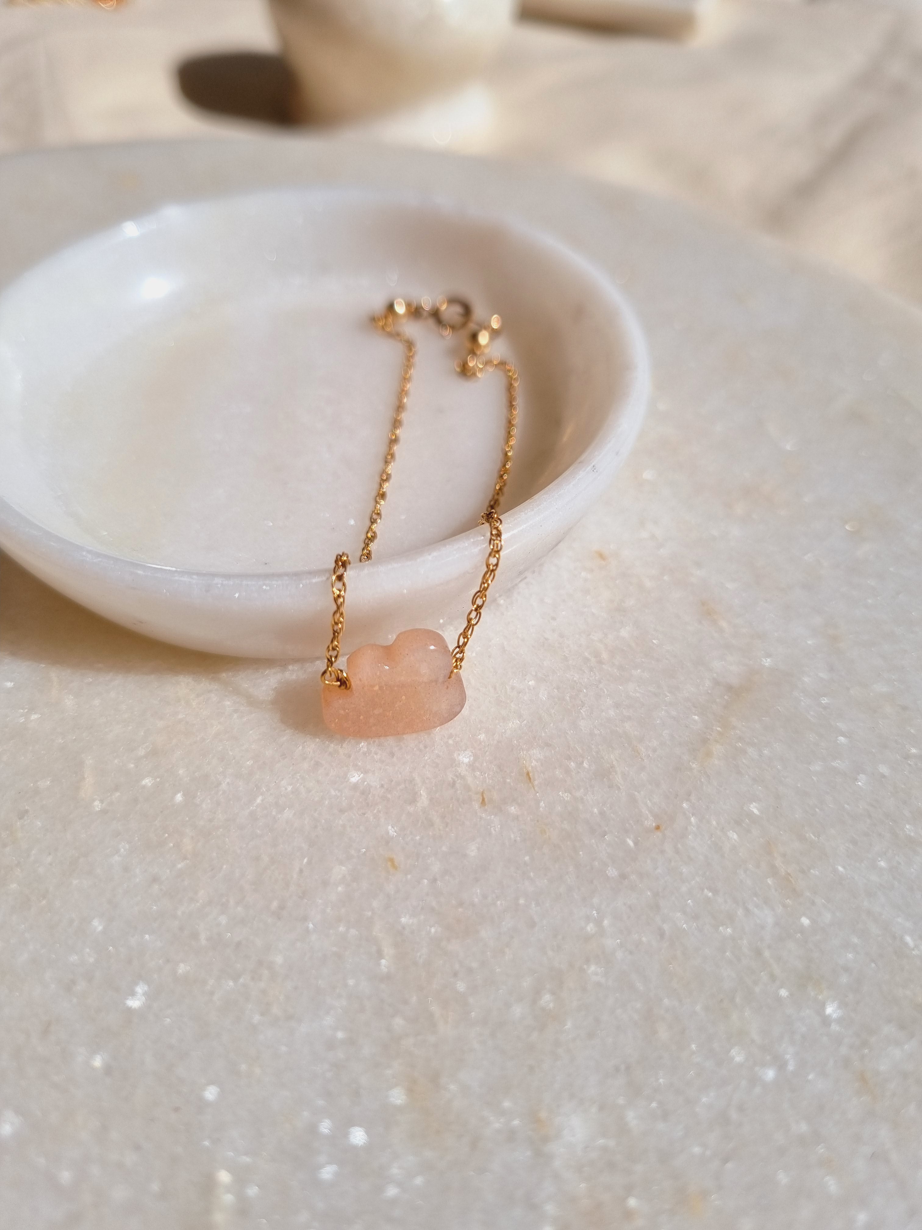 amegh - Peach Moonstone Cloud Bracelet