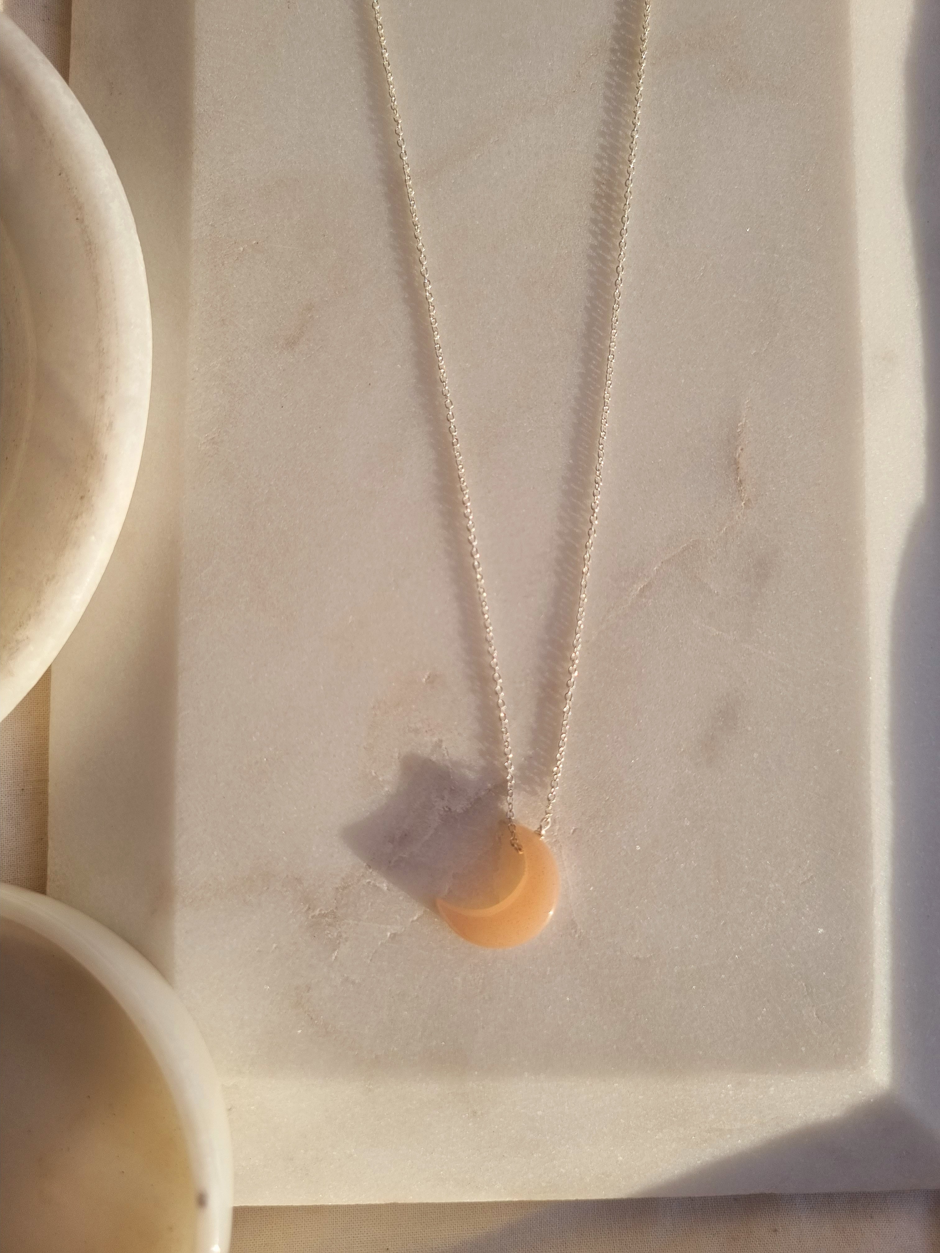 khara - Peach Moonstone Luna Pendant