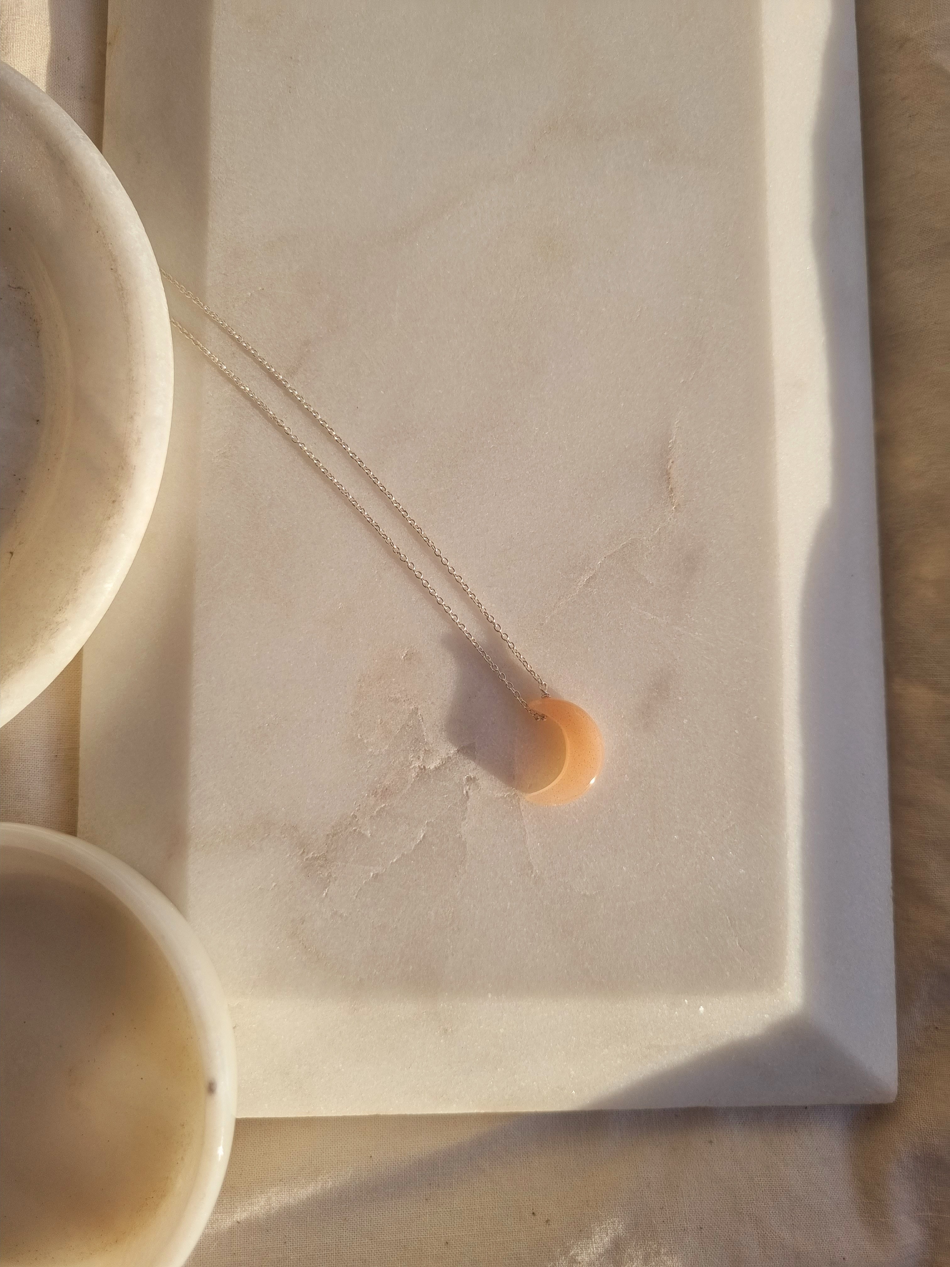 adhva - Peach Moonstone Luna Pendant