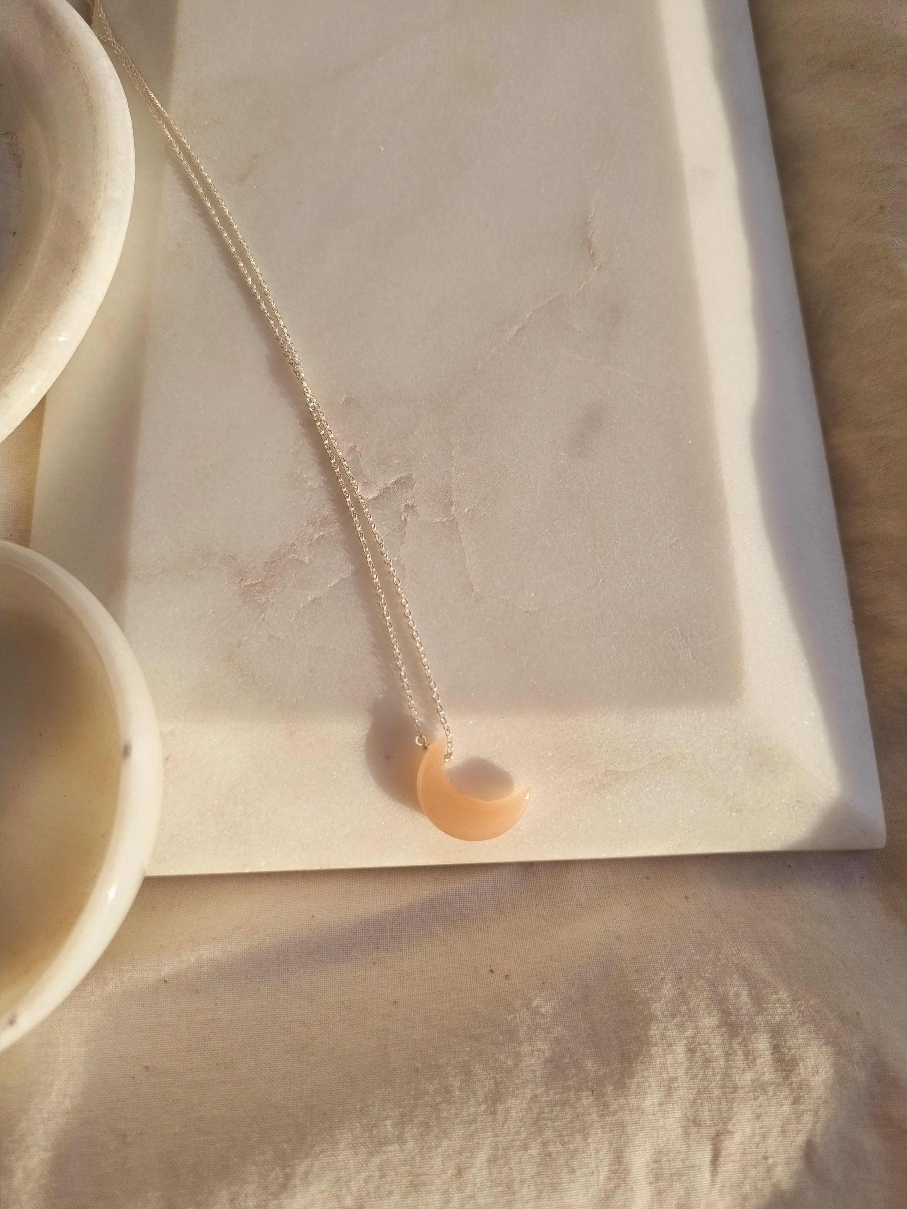 adhva - Peach Moonstone Luna Pendant