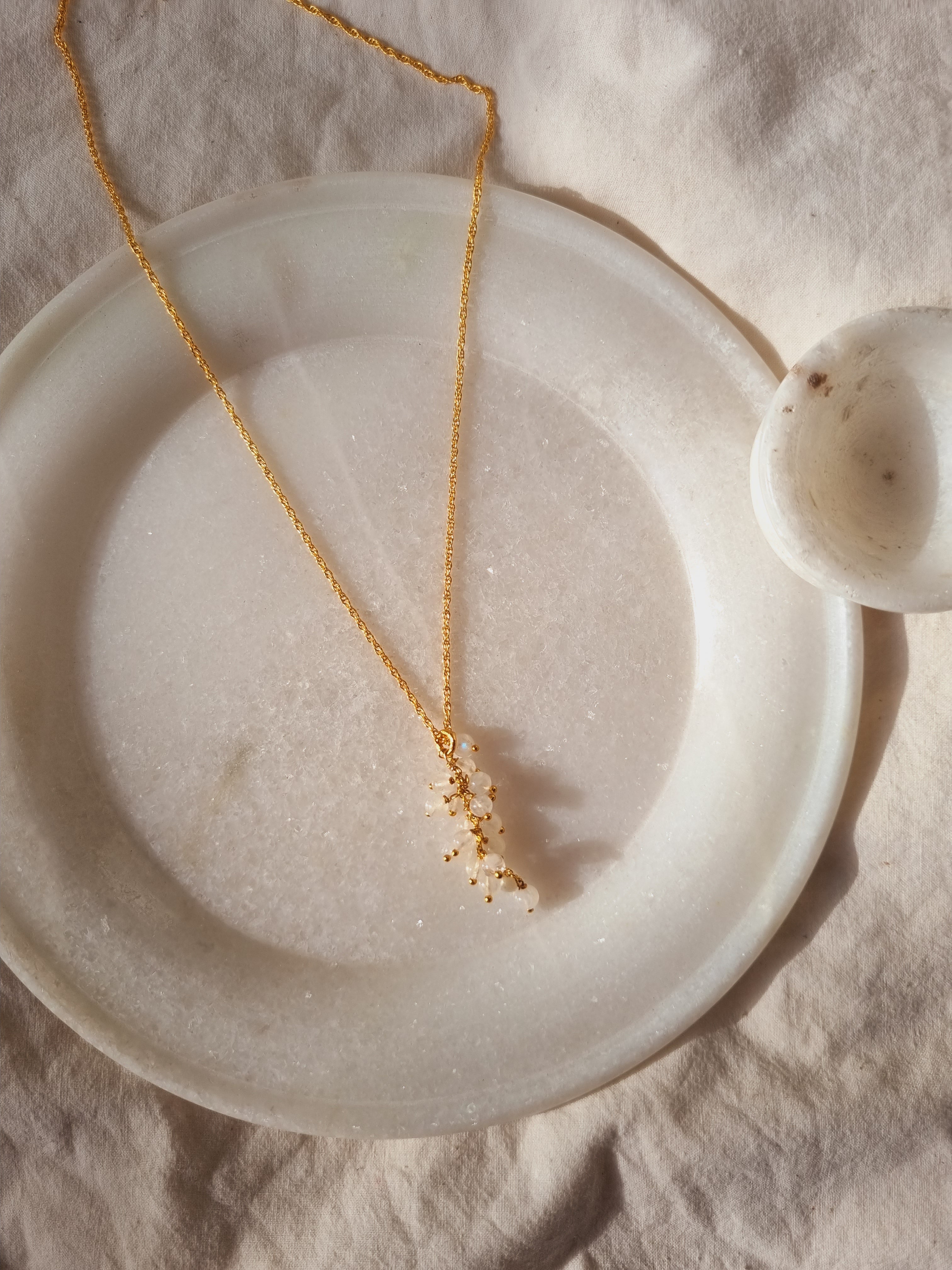 netra - Rainbow Moonstone Beaded Bunch Pendant