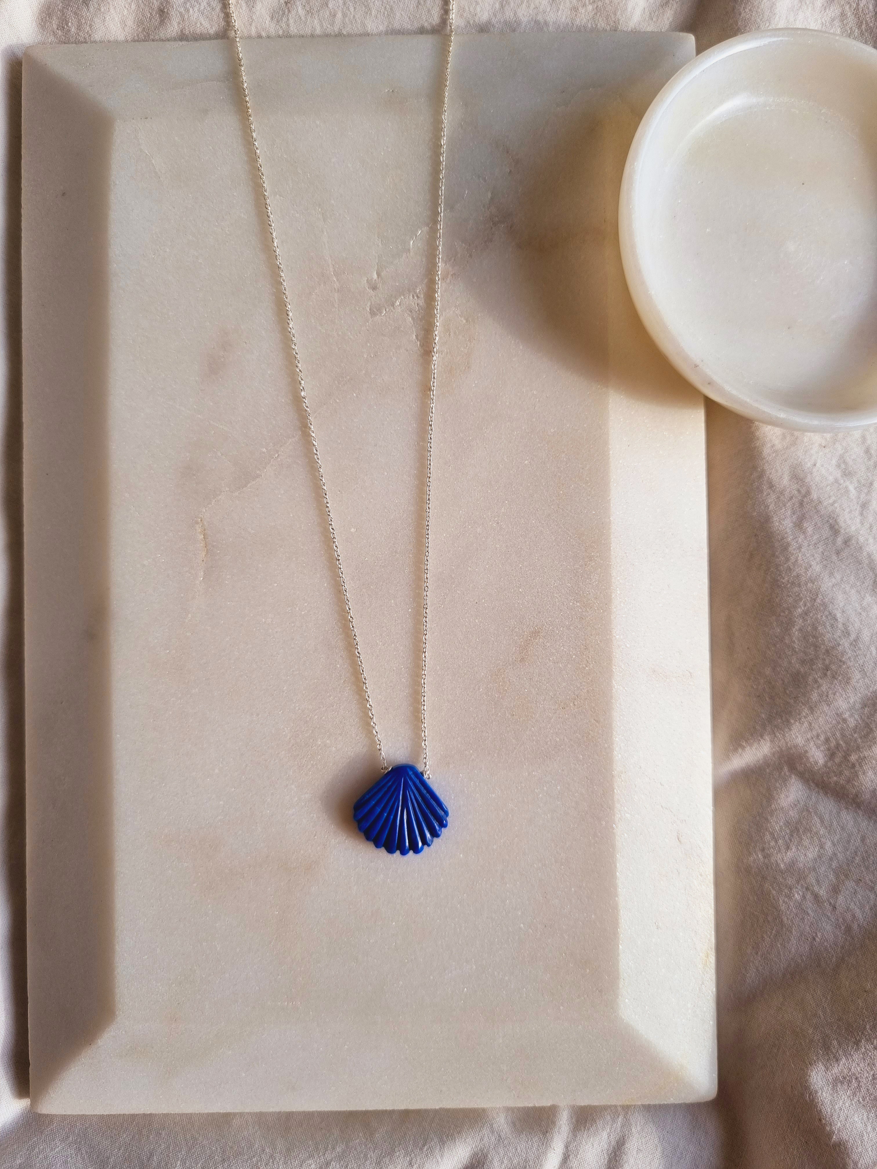 sankha - Lapis Lazuli Shell Pendant