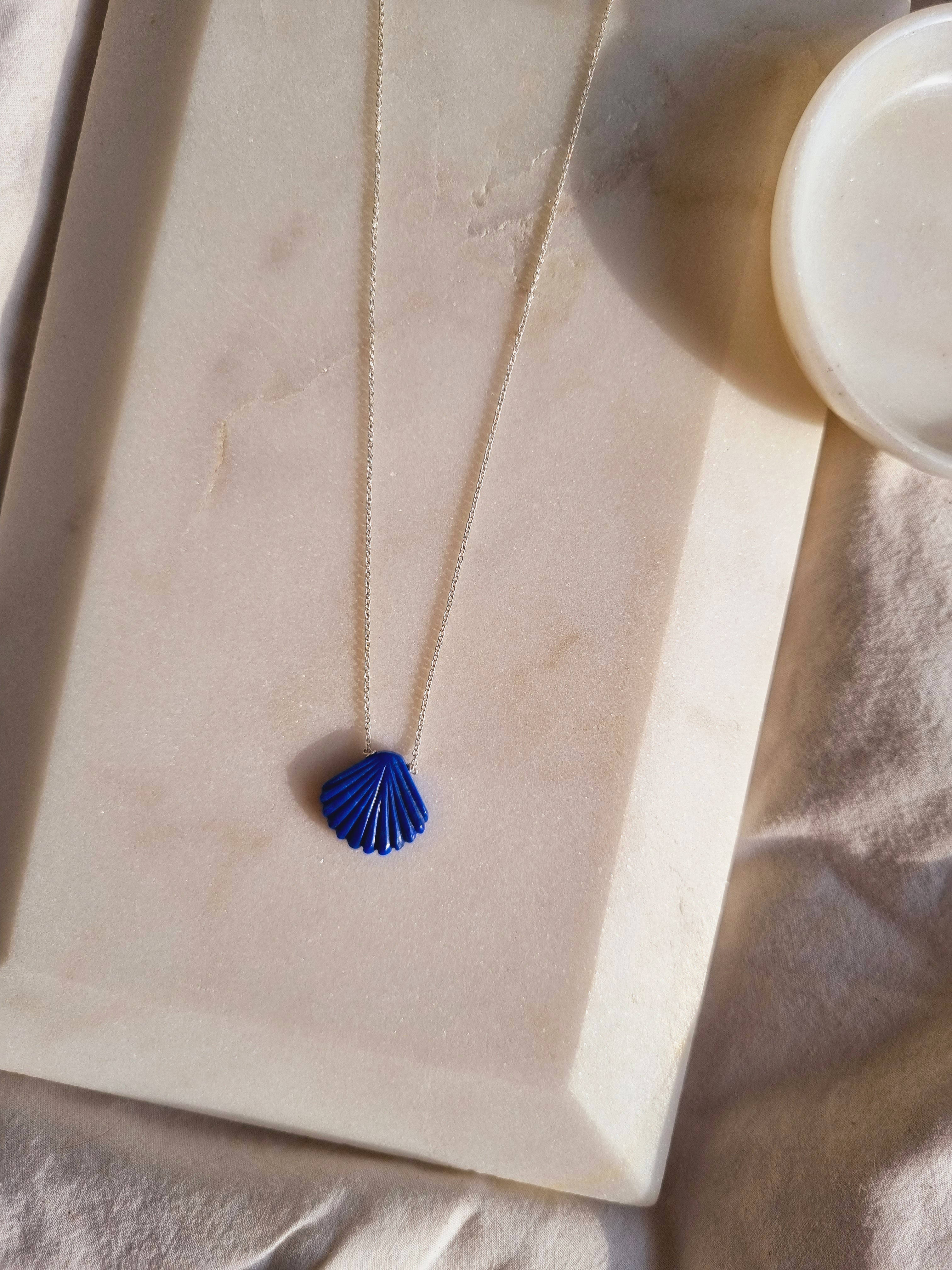 sankha - Lapis Lazuli Shell Pendant