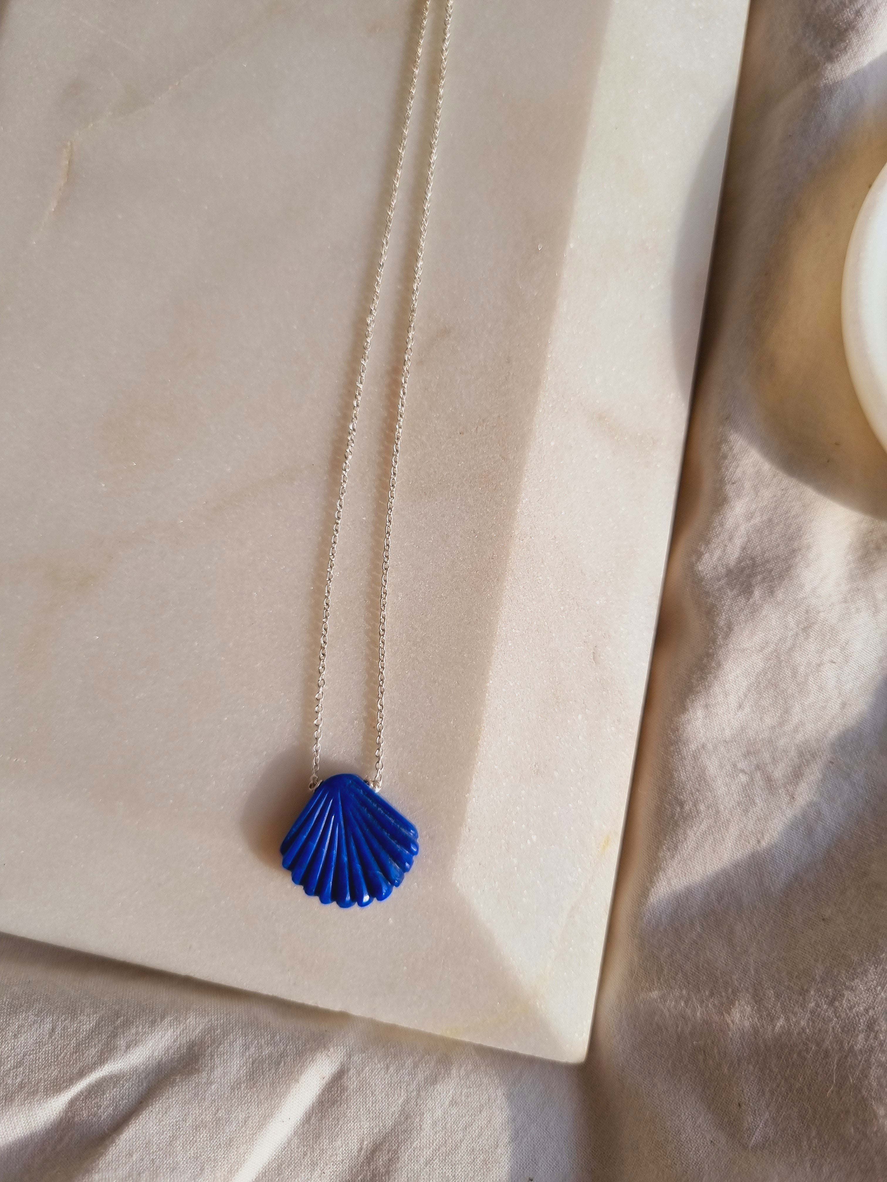 sankha - Lapis Lazuli Shell Pendant