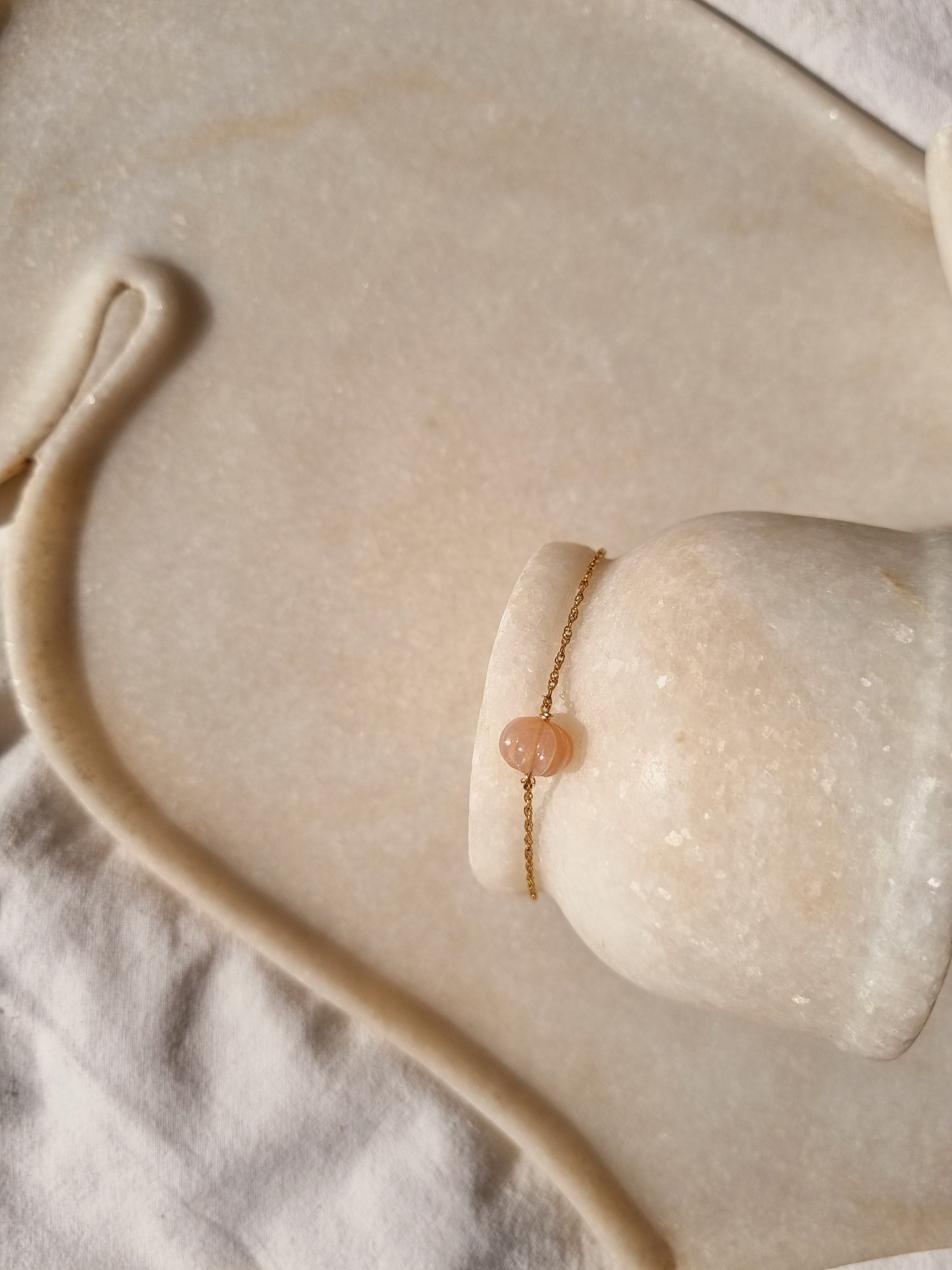 naru- Peach Moonstone Melon Bracelet