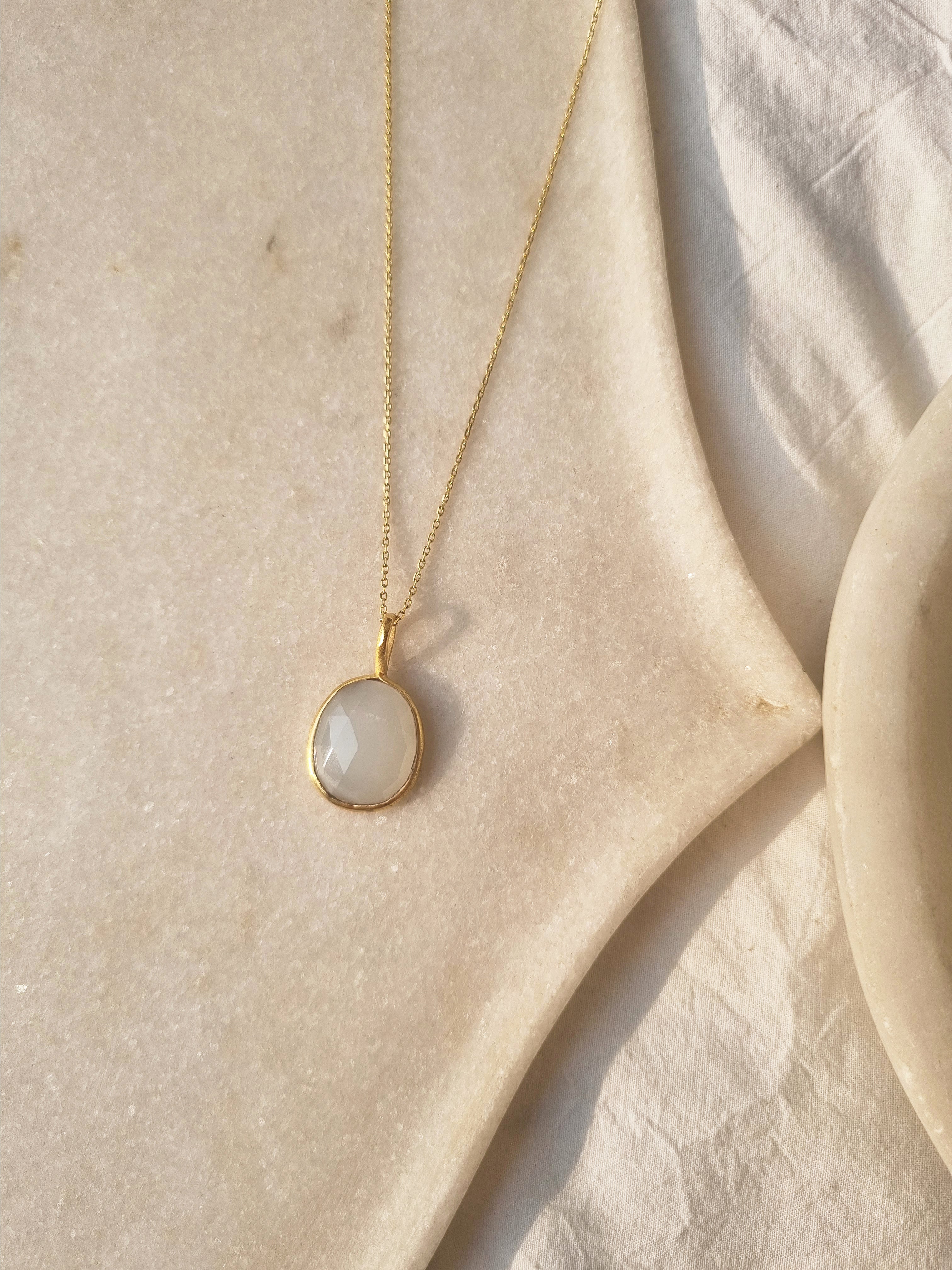 abhya - White Moonstone Soul Pendant