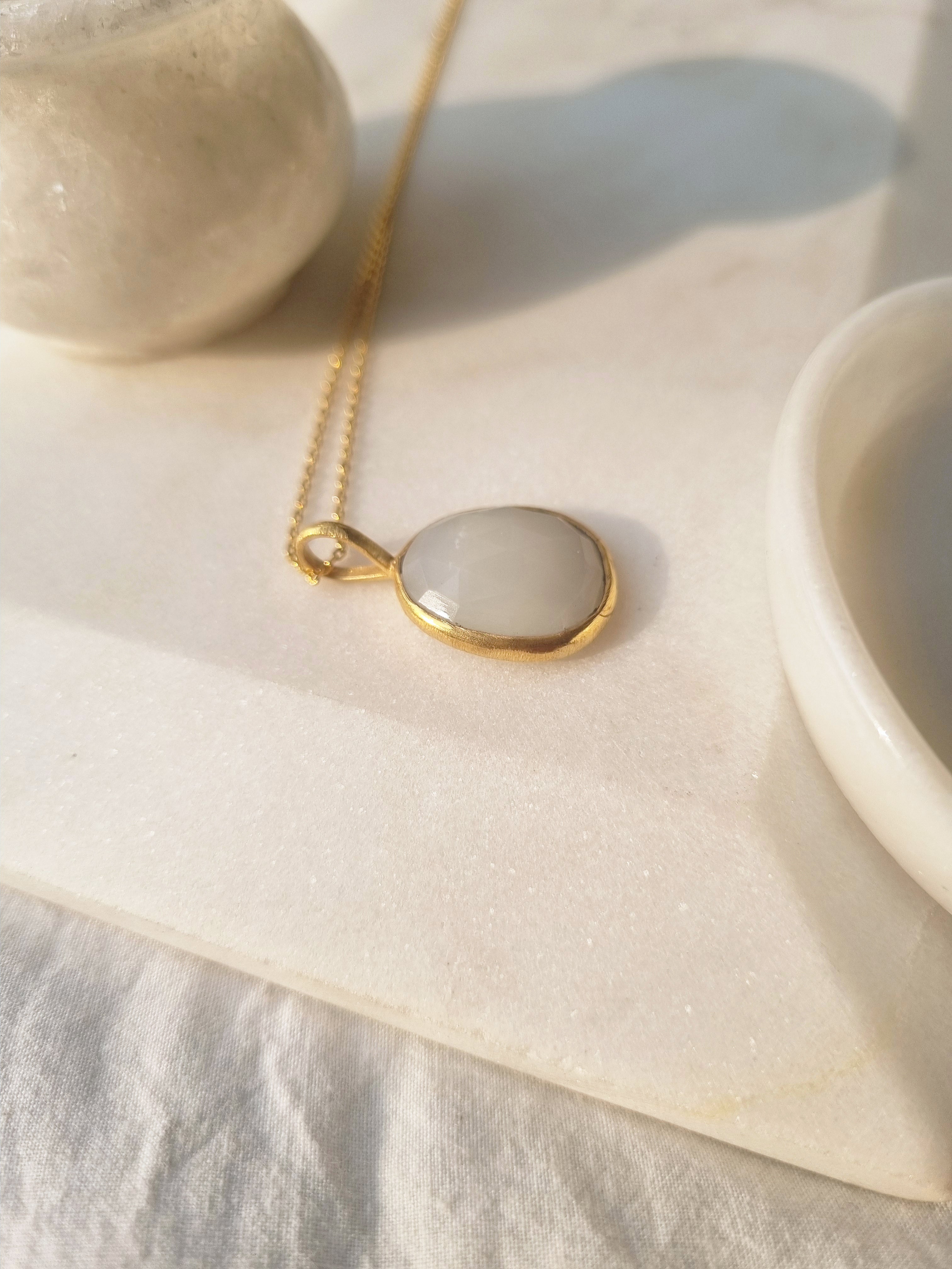 abhya - White Moonstone Soul Pendant