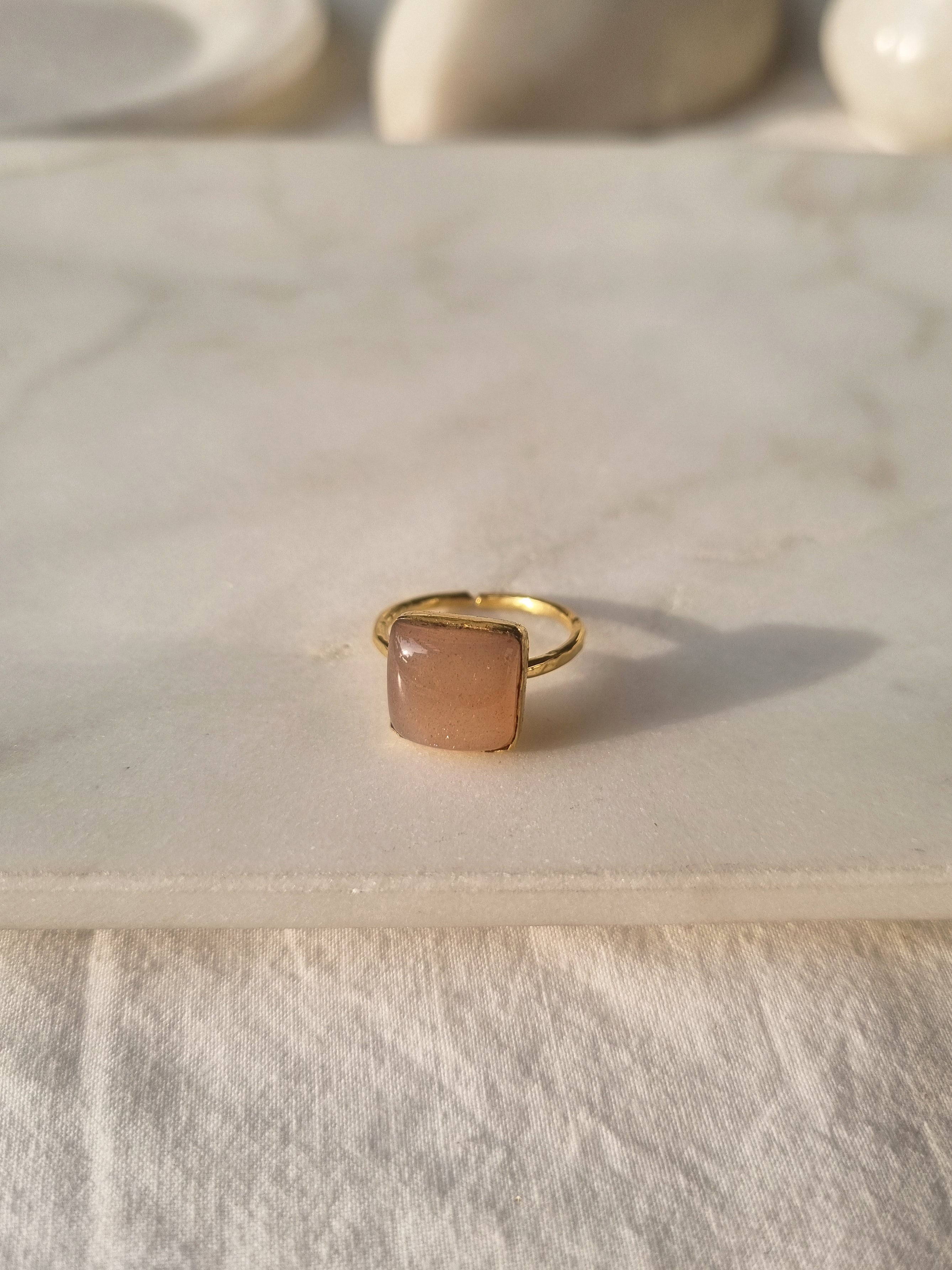 vasa- Peach Moonstone Helix Ring