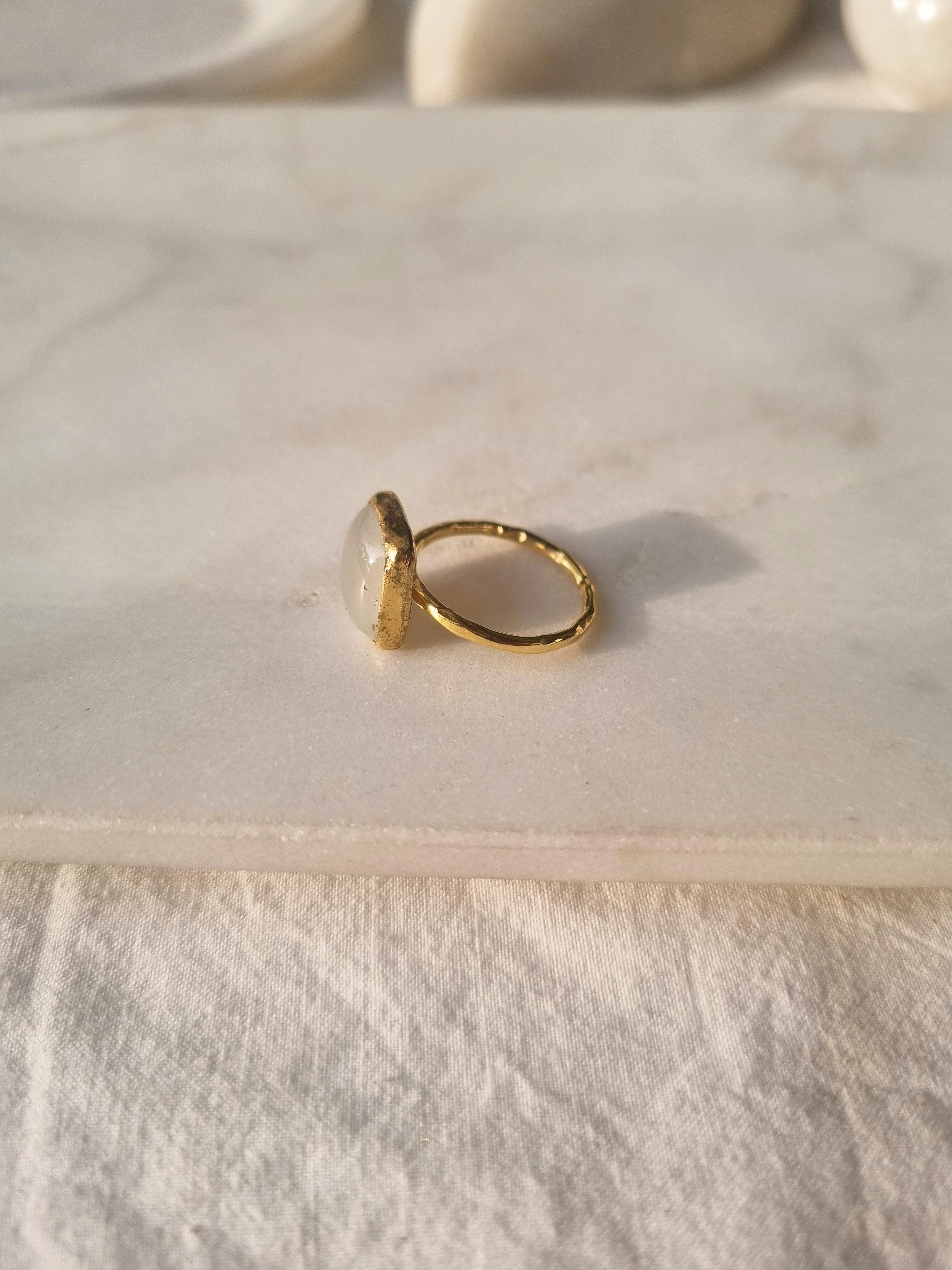 vasa- White Moonstone Helix Ring