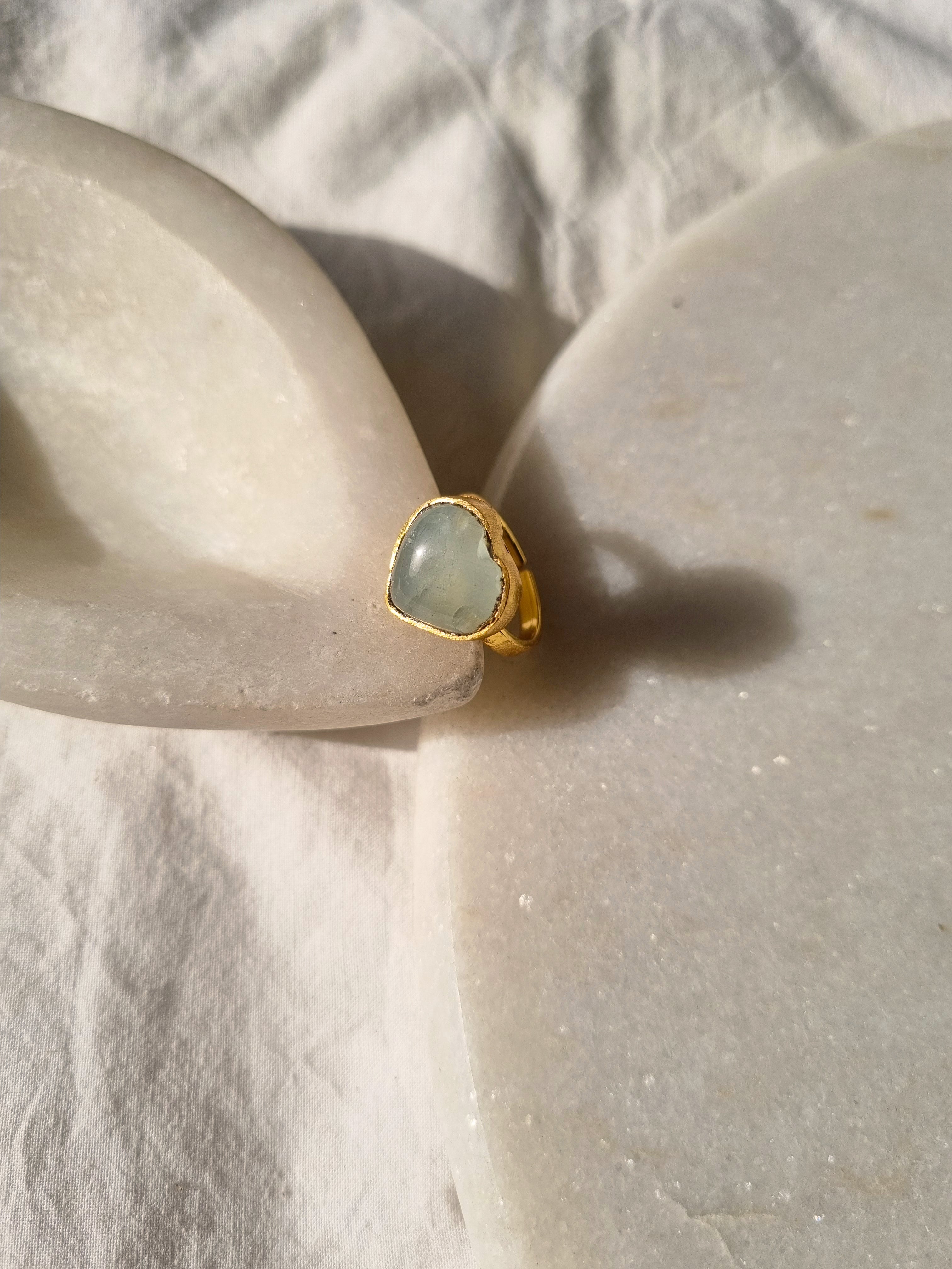 anava - Aquamarine Heart Ring