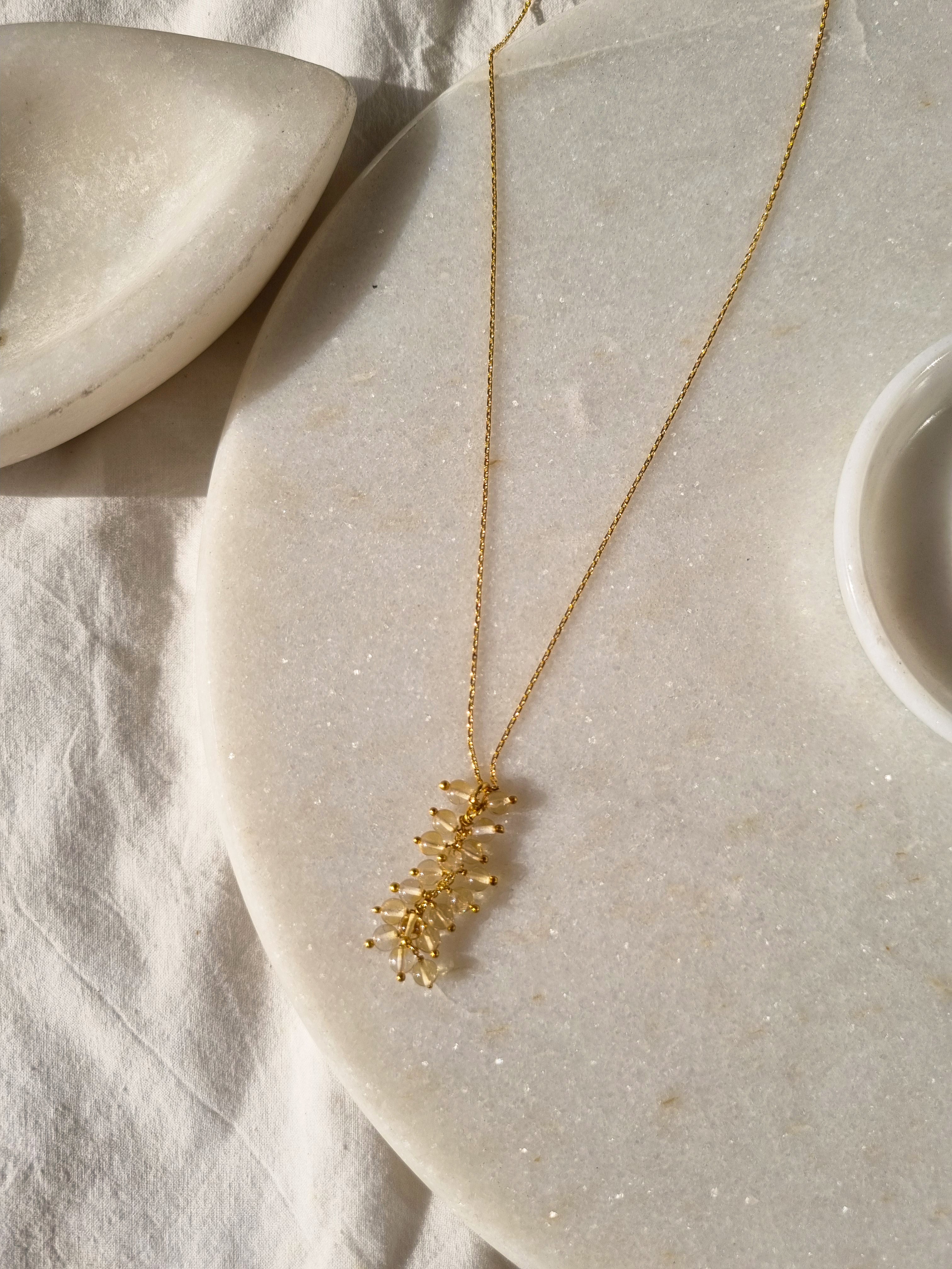 netra - Citrine Beaded Bunch Pendant