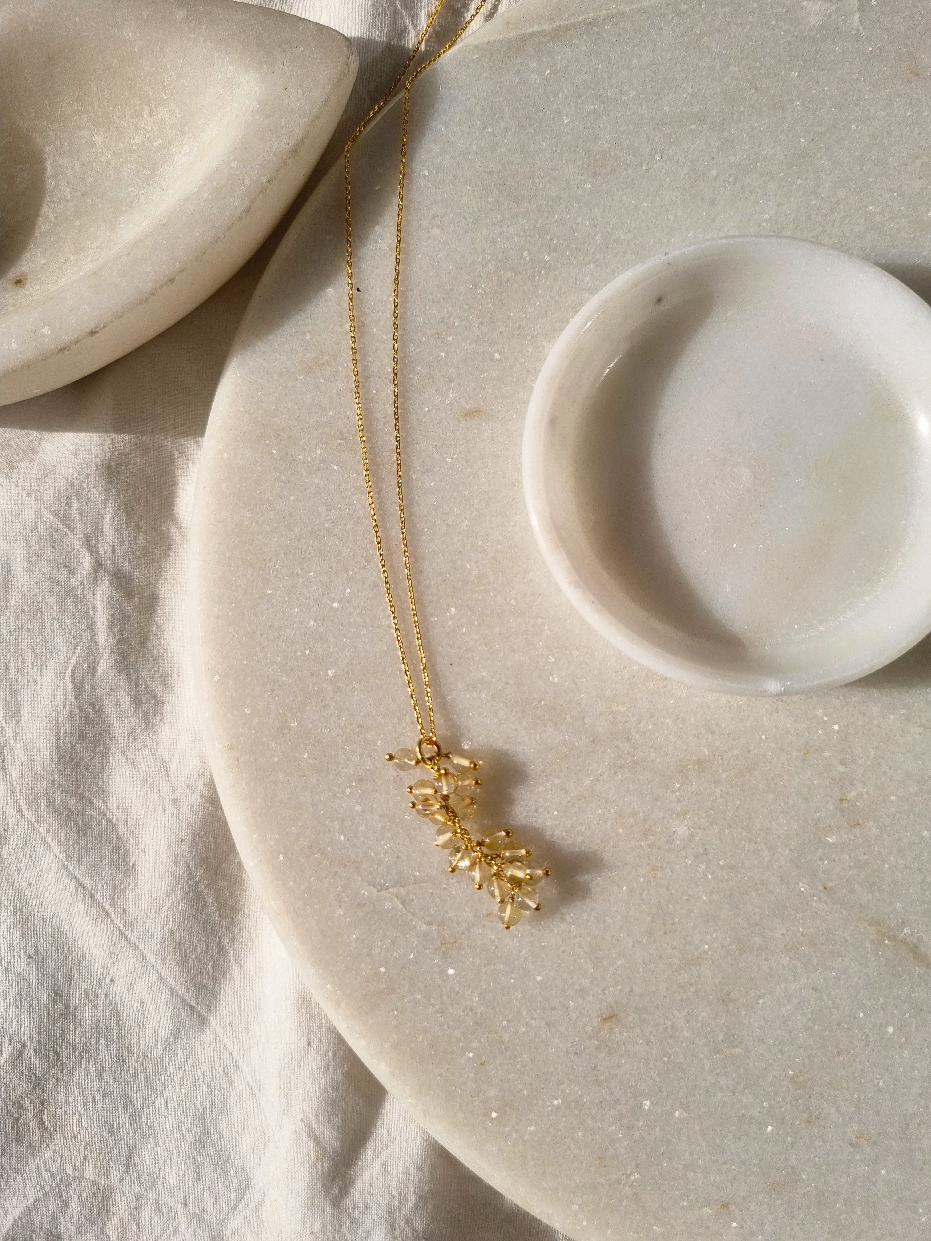 netra - Citrine Beaded Bunch Pendant