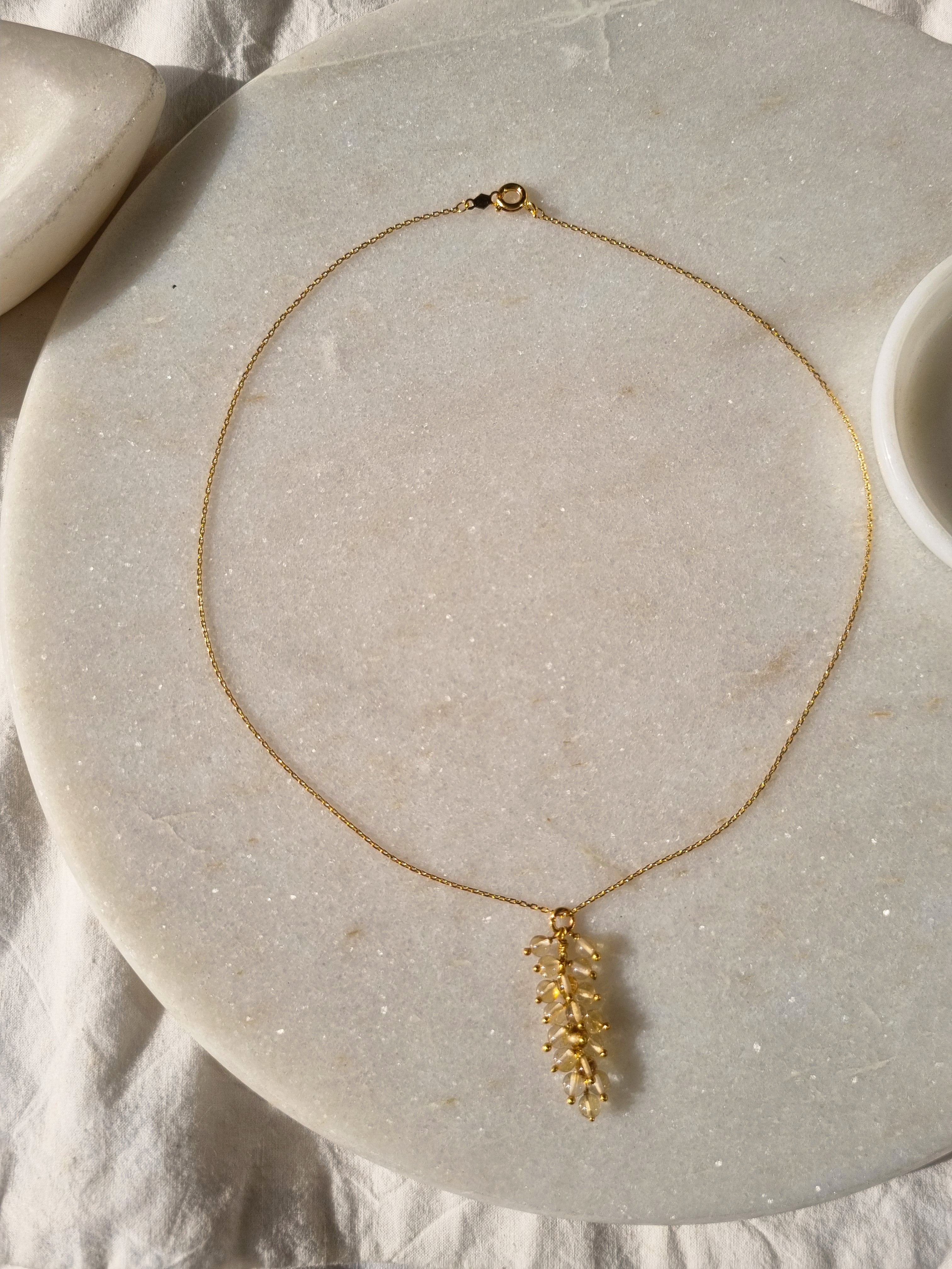netra - Citrine Beaded Bunch Pendant