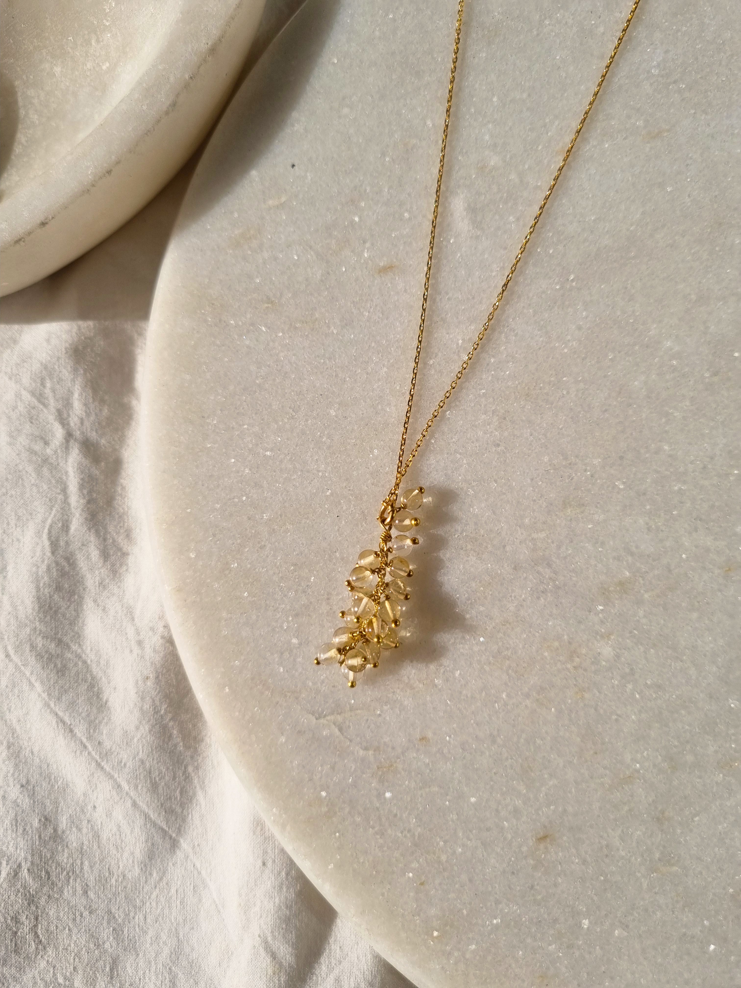 netra - Citrine Beaded Bunch Pendant