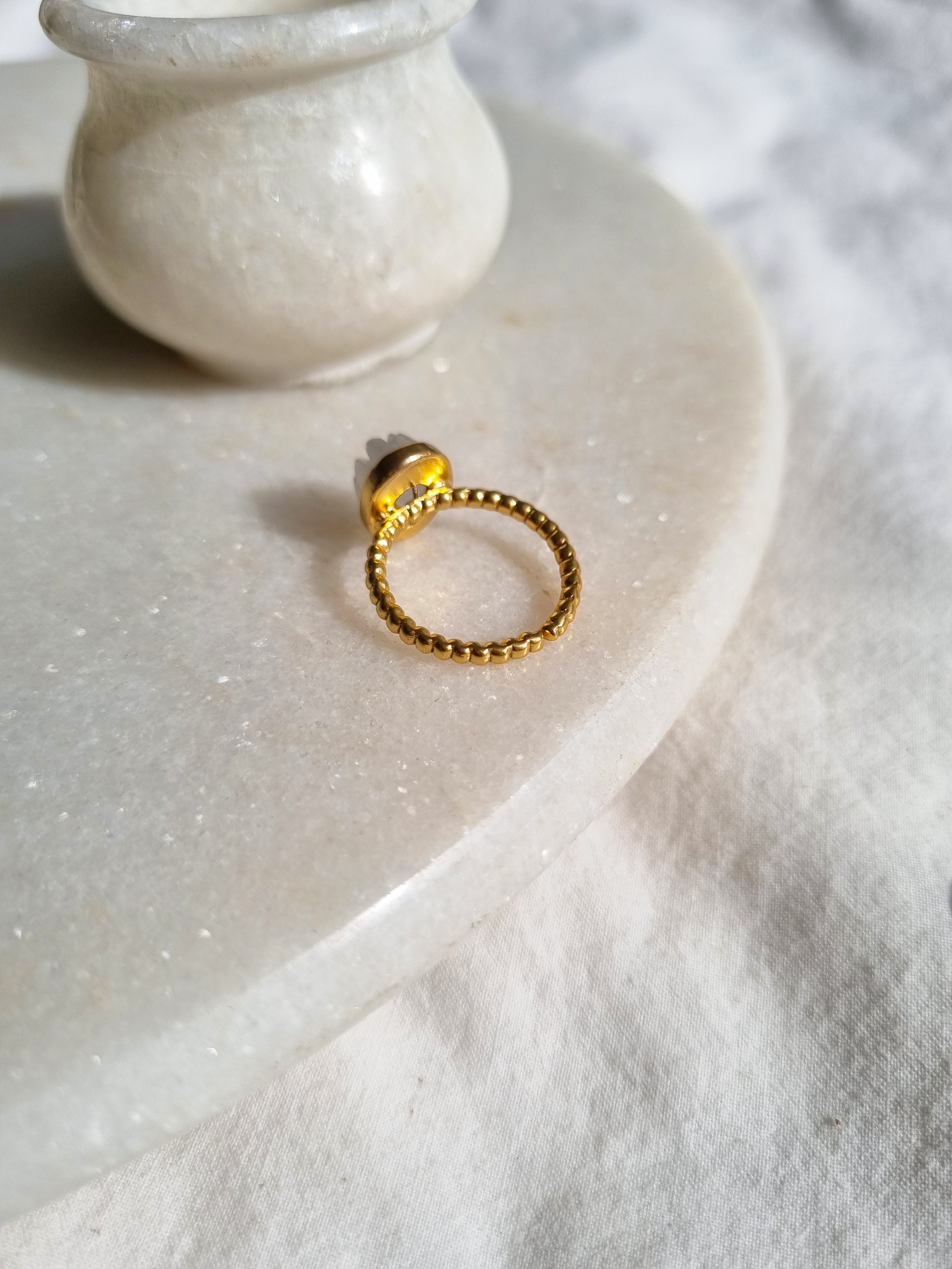 agam- White Moonstone Oval Venus Ring