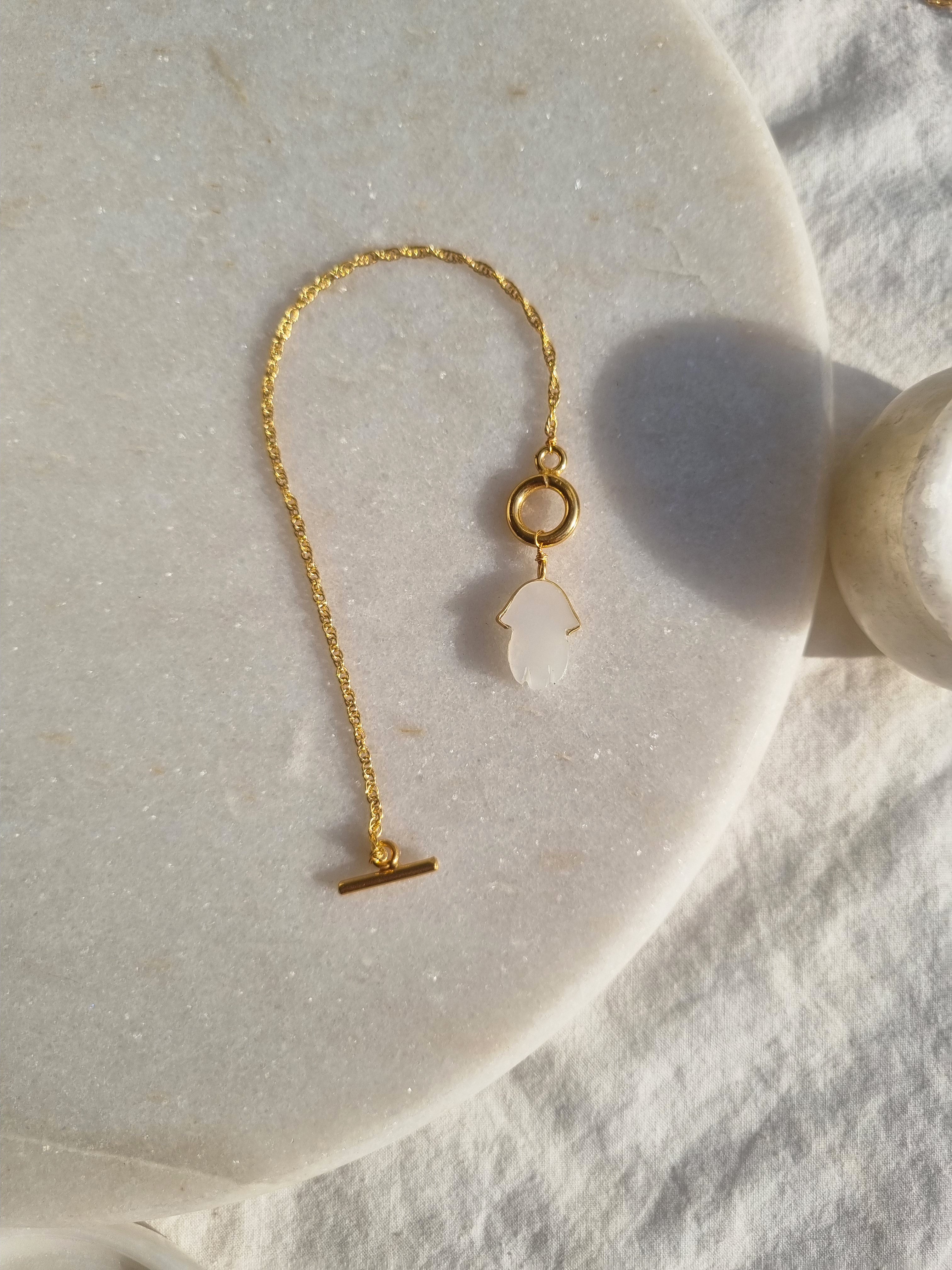 hamsa- White Moonstone Toggle Bracelet