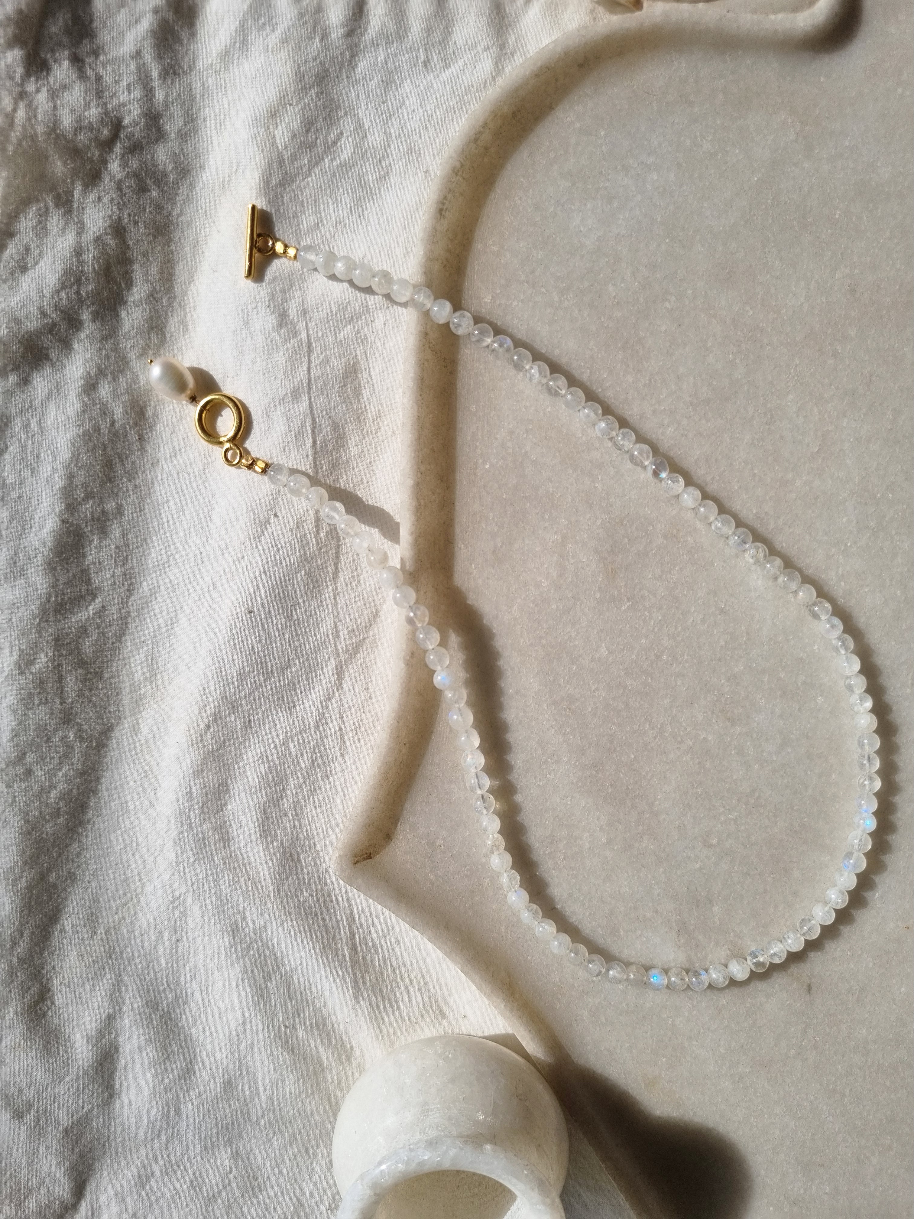 vitika- Rainbow Moonstone Ball Toggle Necklace