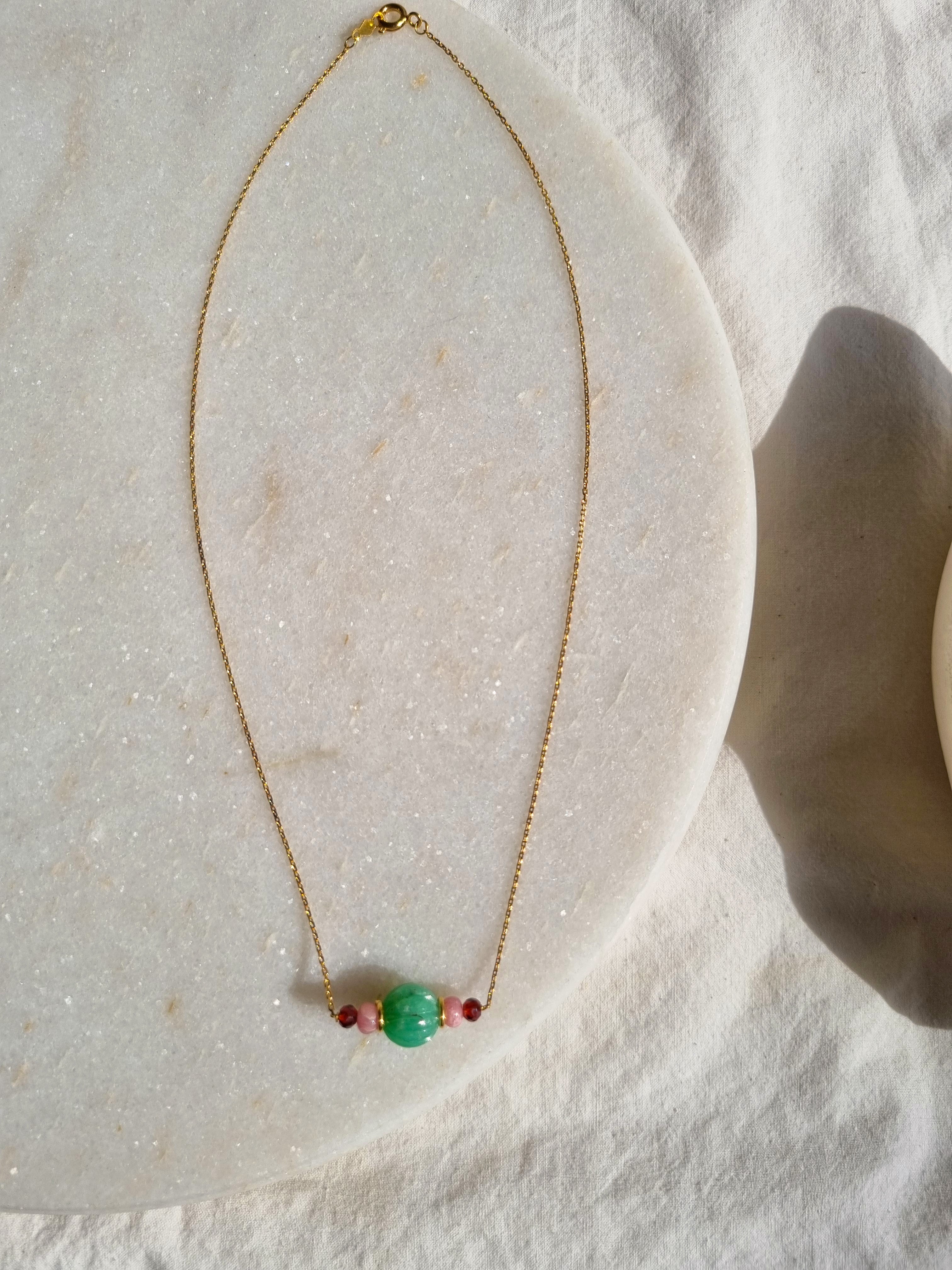 incid- Chrysoprase Melon Pink Opal Baati Pendant
