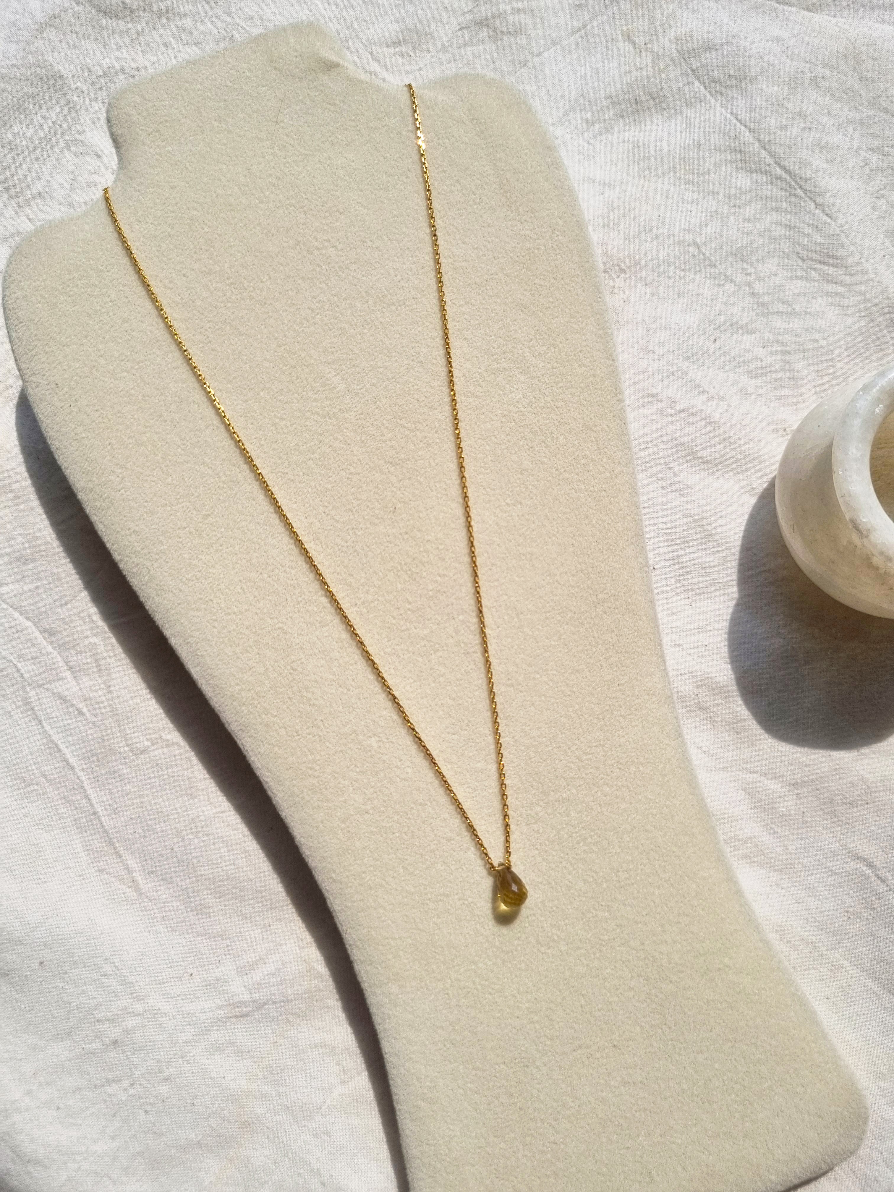 visno - Whisky Quartz Tear shaped Drop Pendant