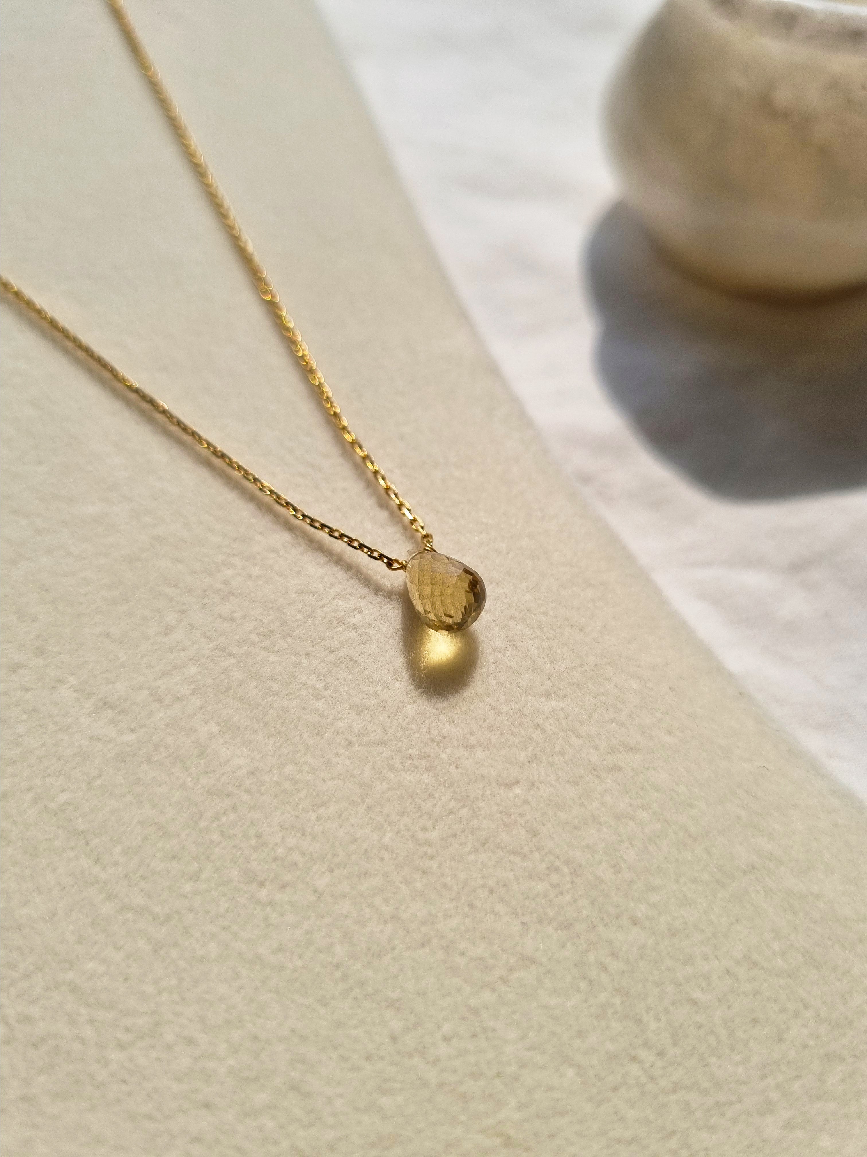 visno - Whisky Quartz Tear shaped Drop Pendant