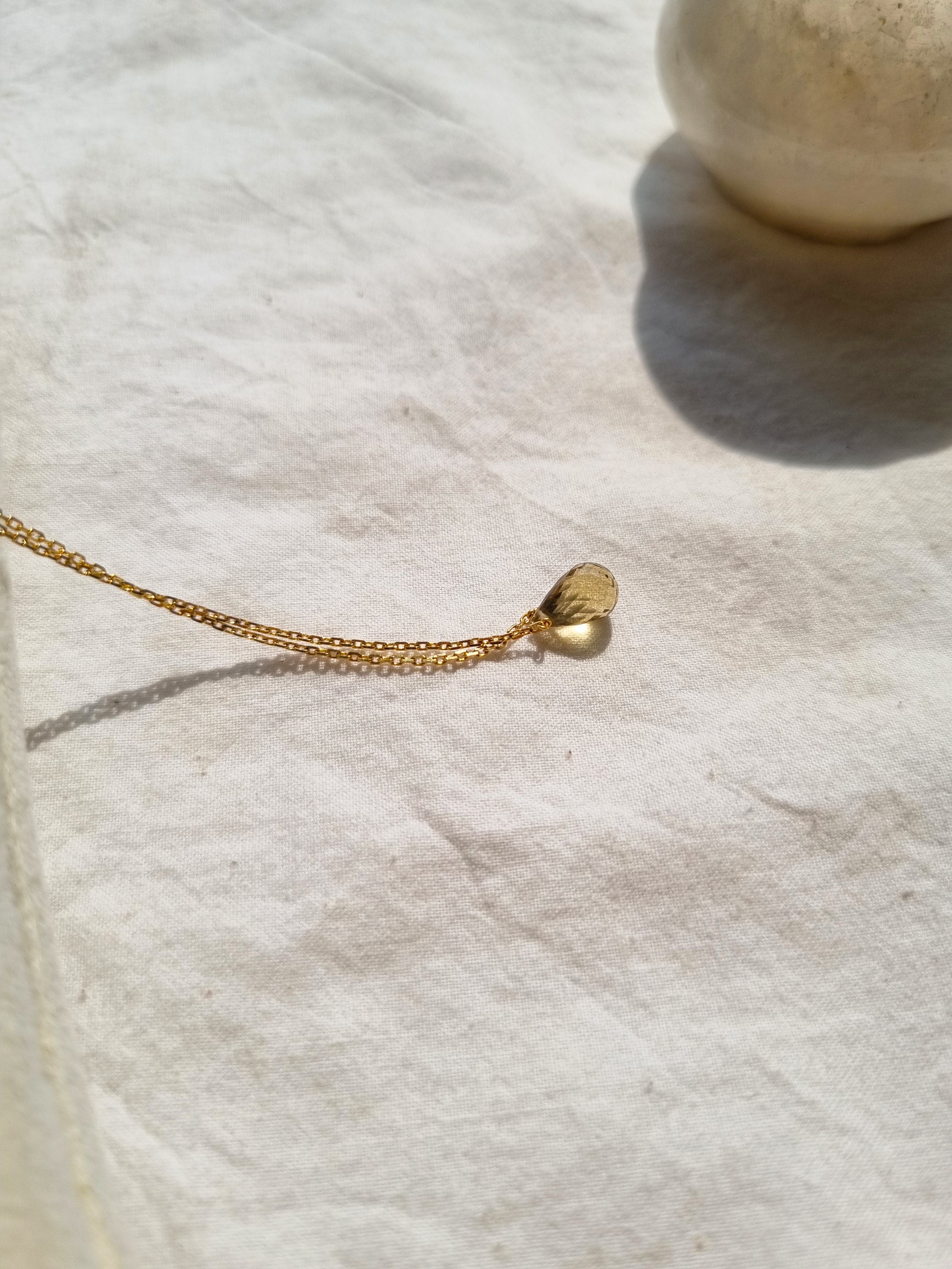 visno - Whisky Quartz Tear shaped Drop Pendant