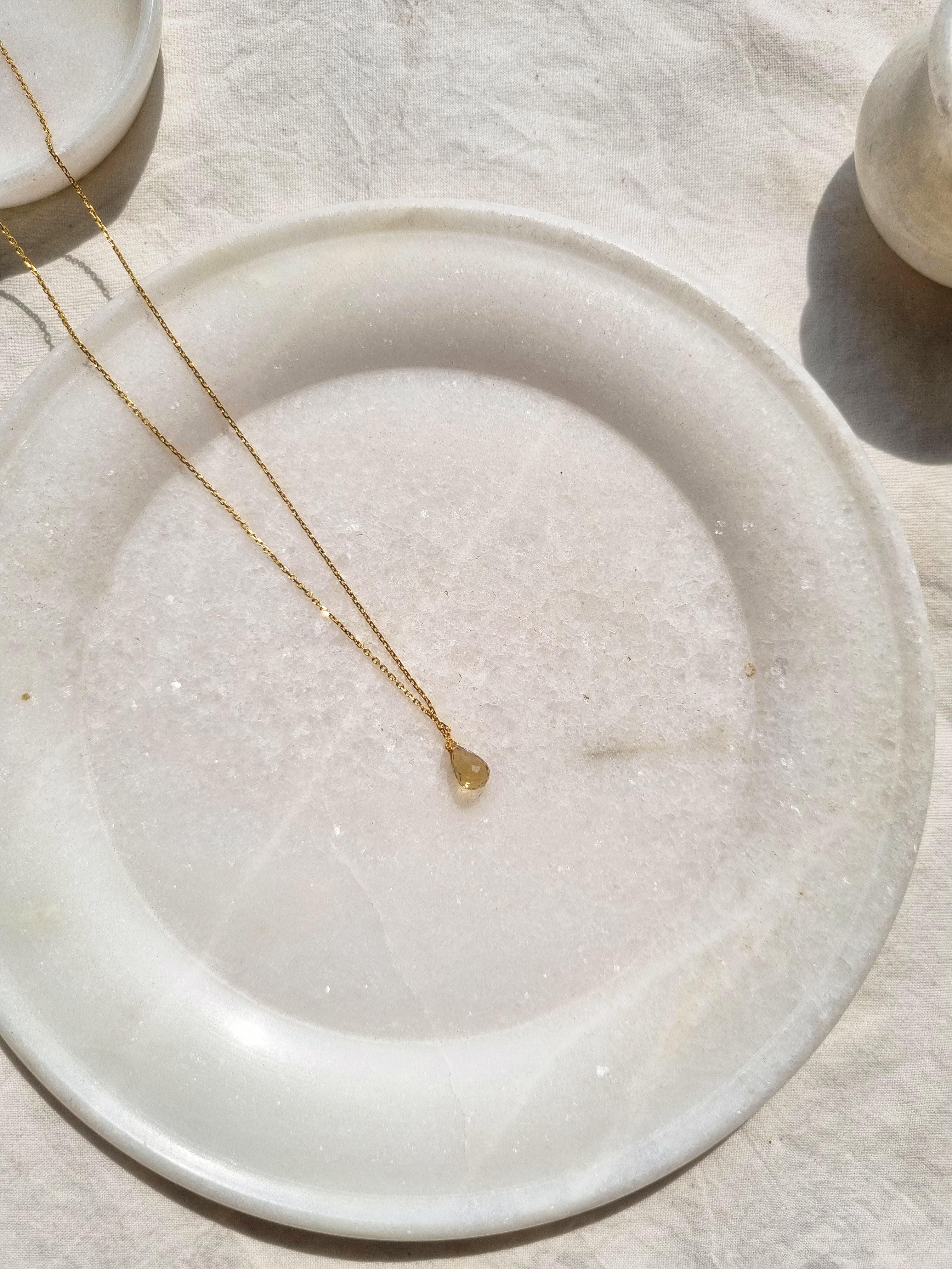 visno - Whisky Quartz Tear shaped Drop Pendant