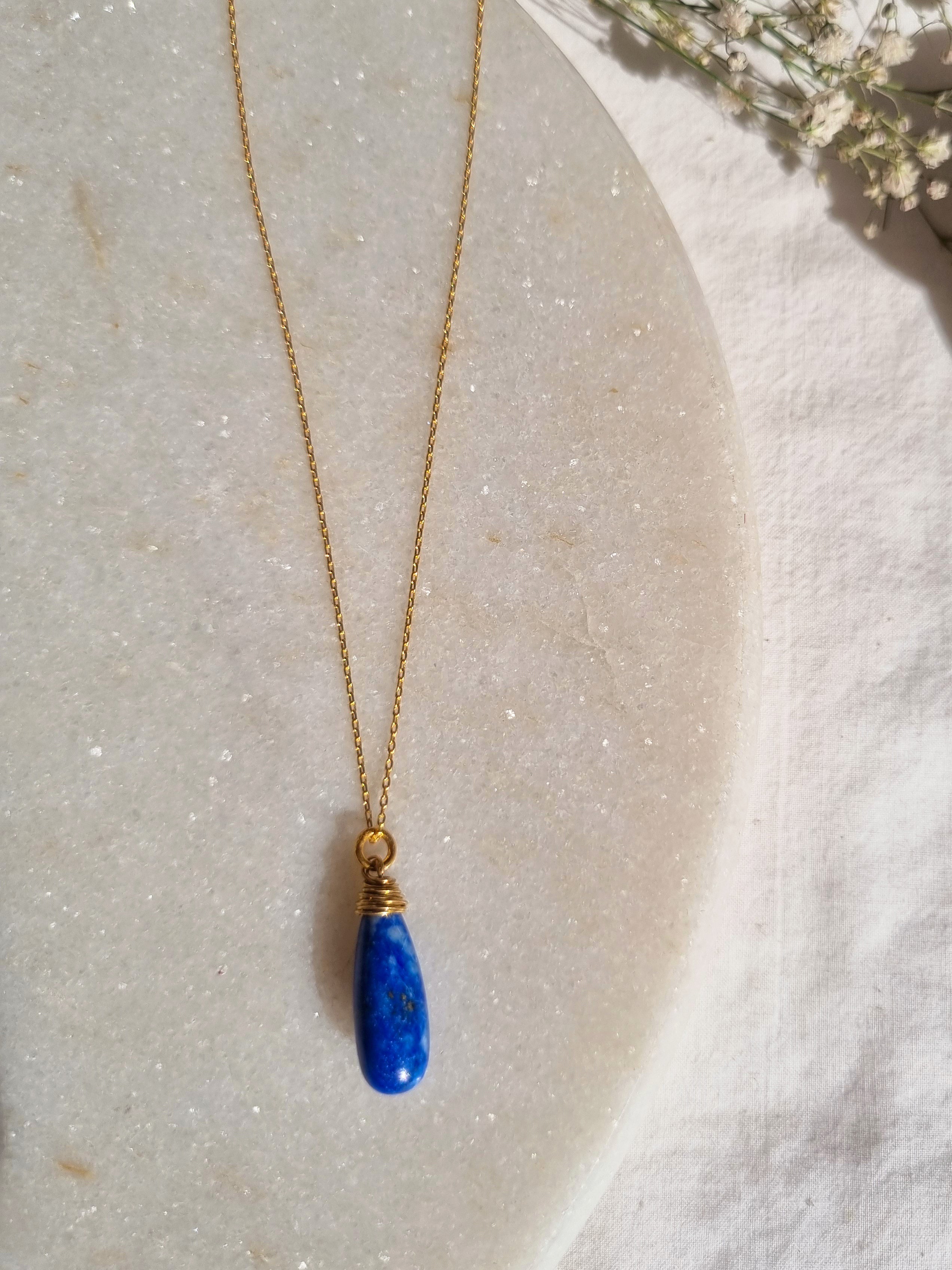 arkar - Lapis Lazuli Long Teardrop Pendant