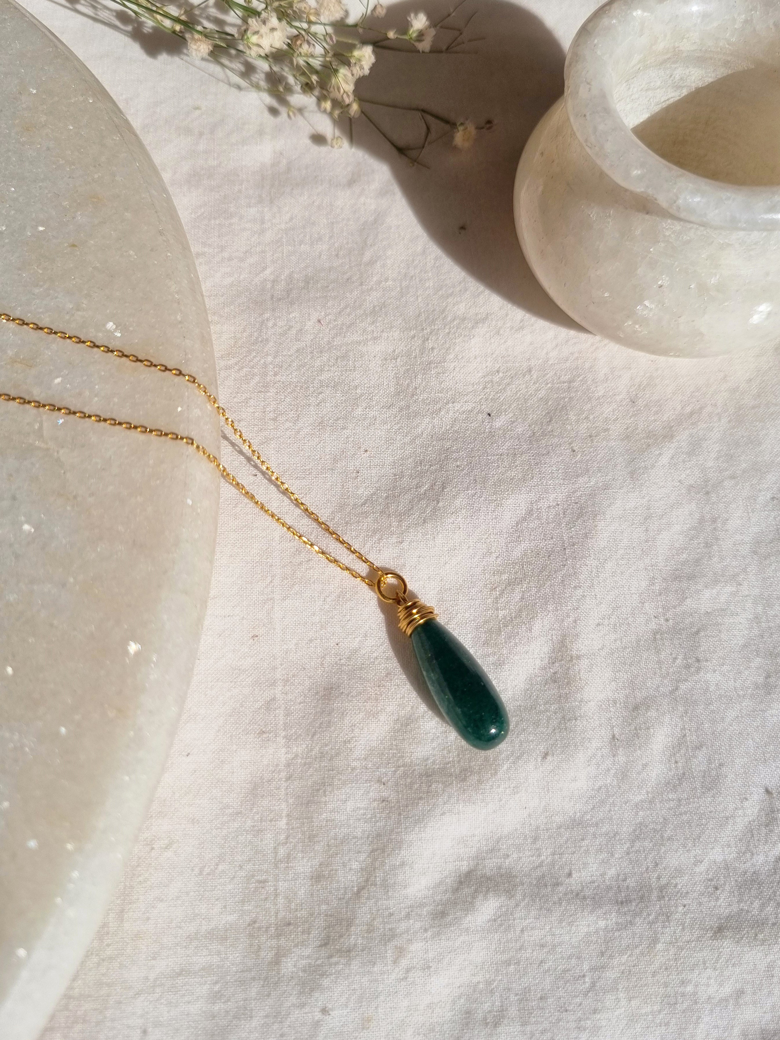 arkar - Green Aventurine Long Teardrop Pendant