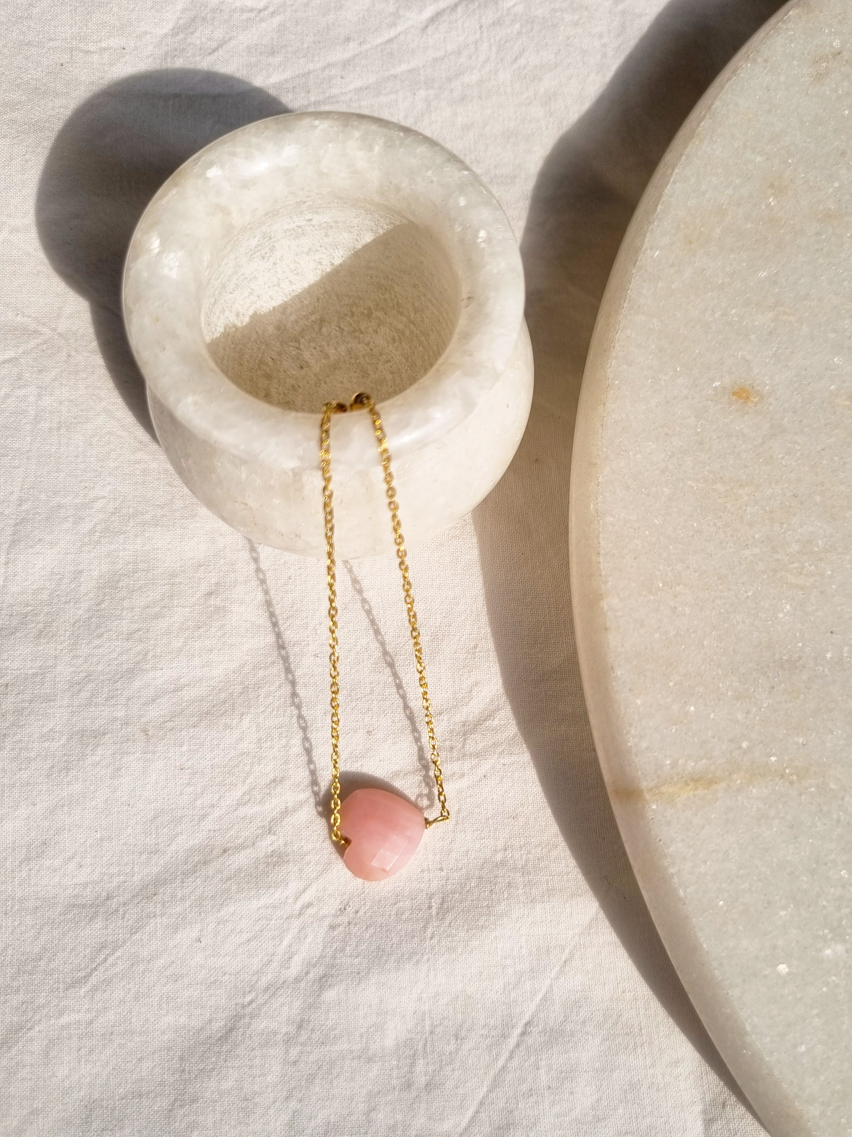 amsa - Pink Opal Heart Bracelet