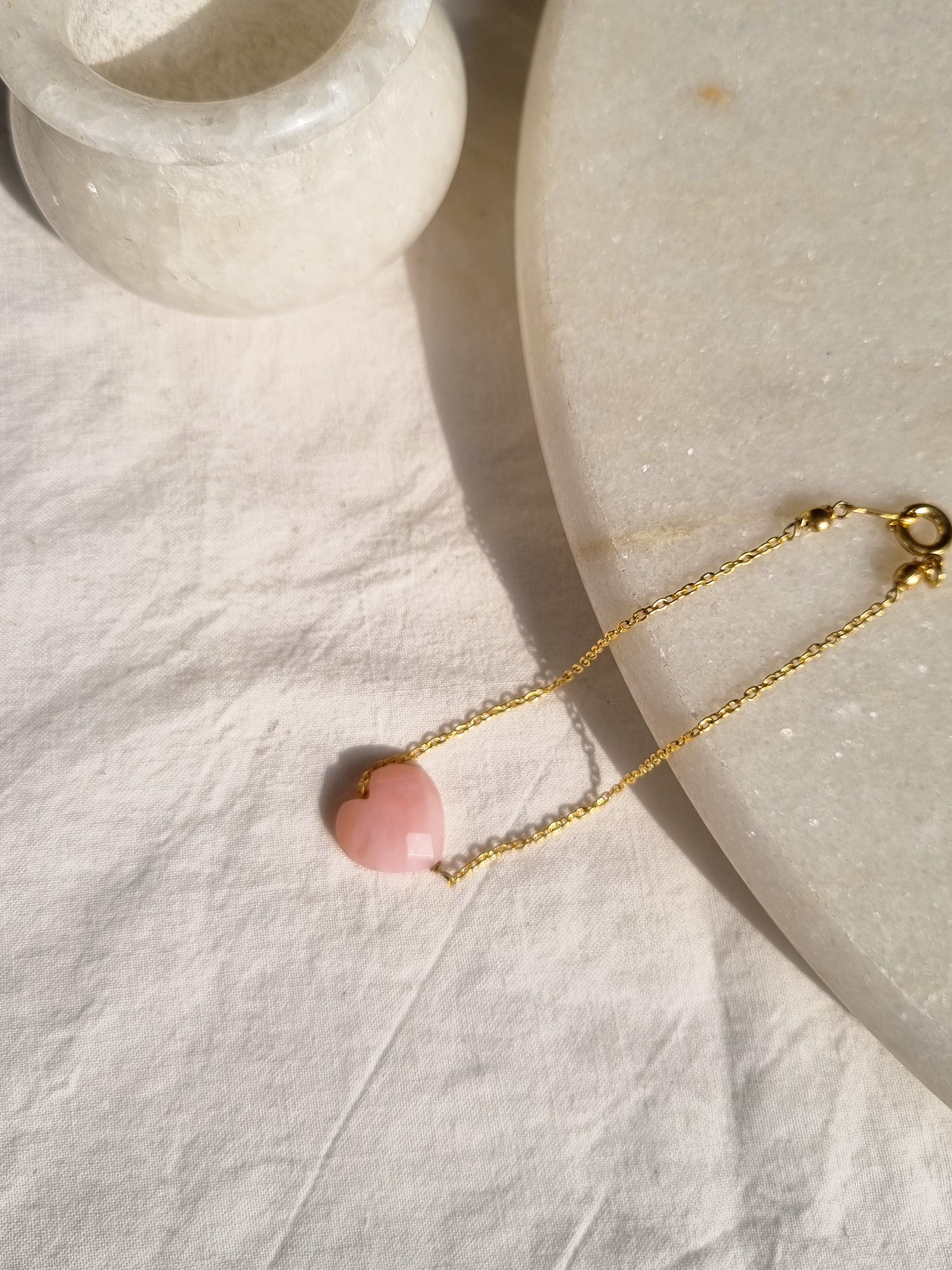 amsa - Pink Opal Heart Bracelet