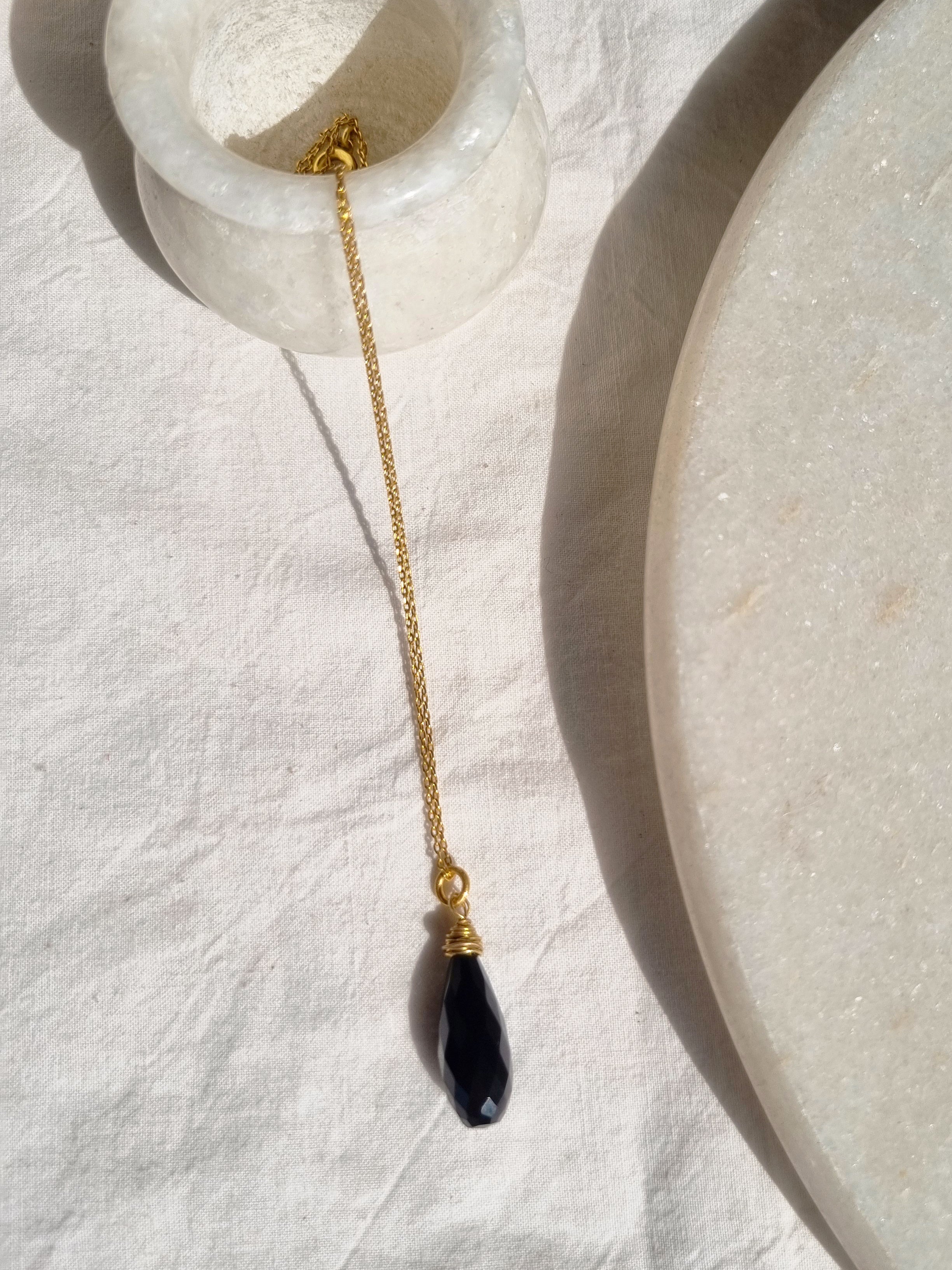 arkar - Black Onyx Long Teardrop Pendant