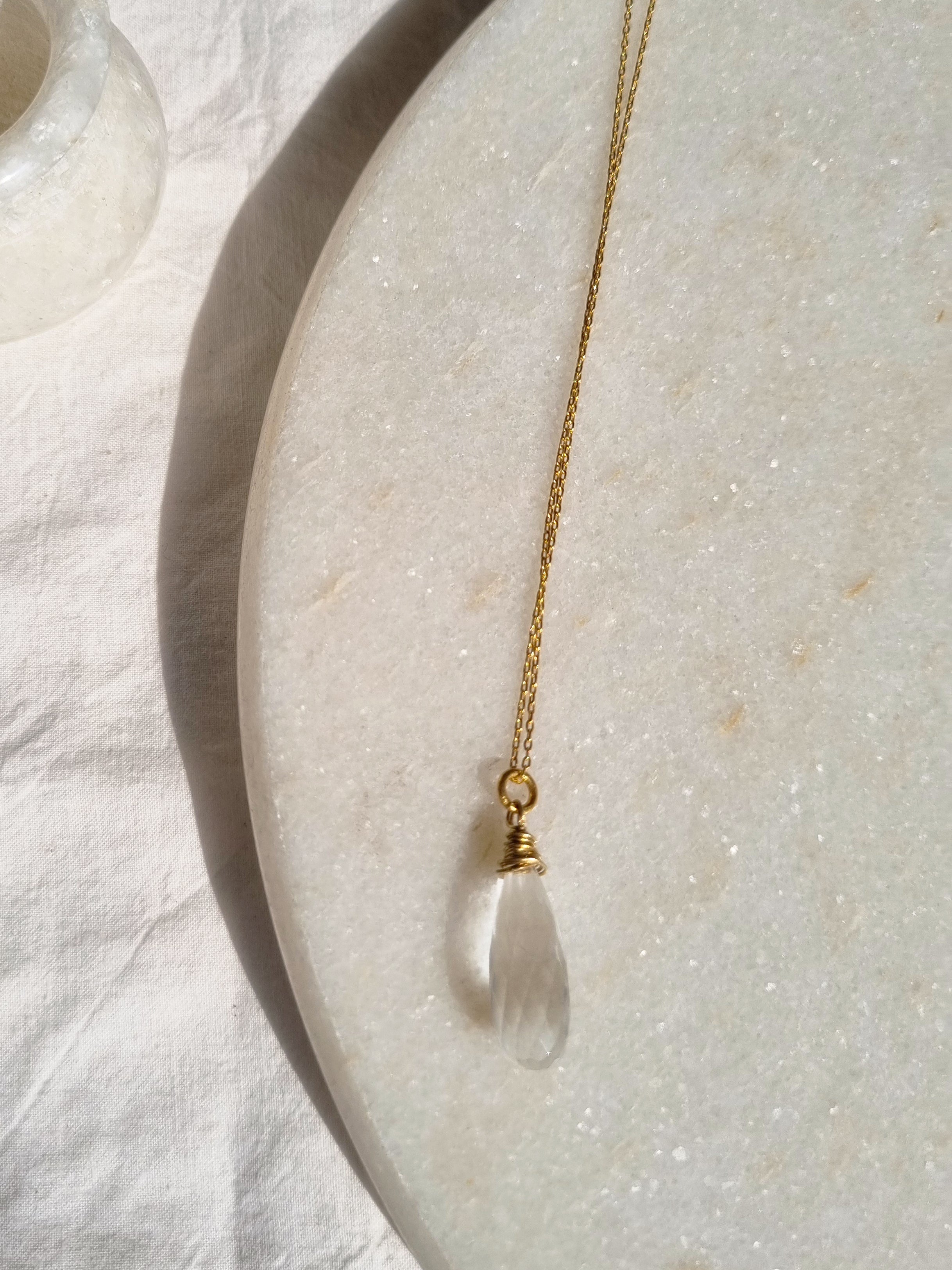 arkar - Clear Quartz Long Teardrop Pendant