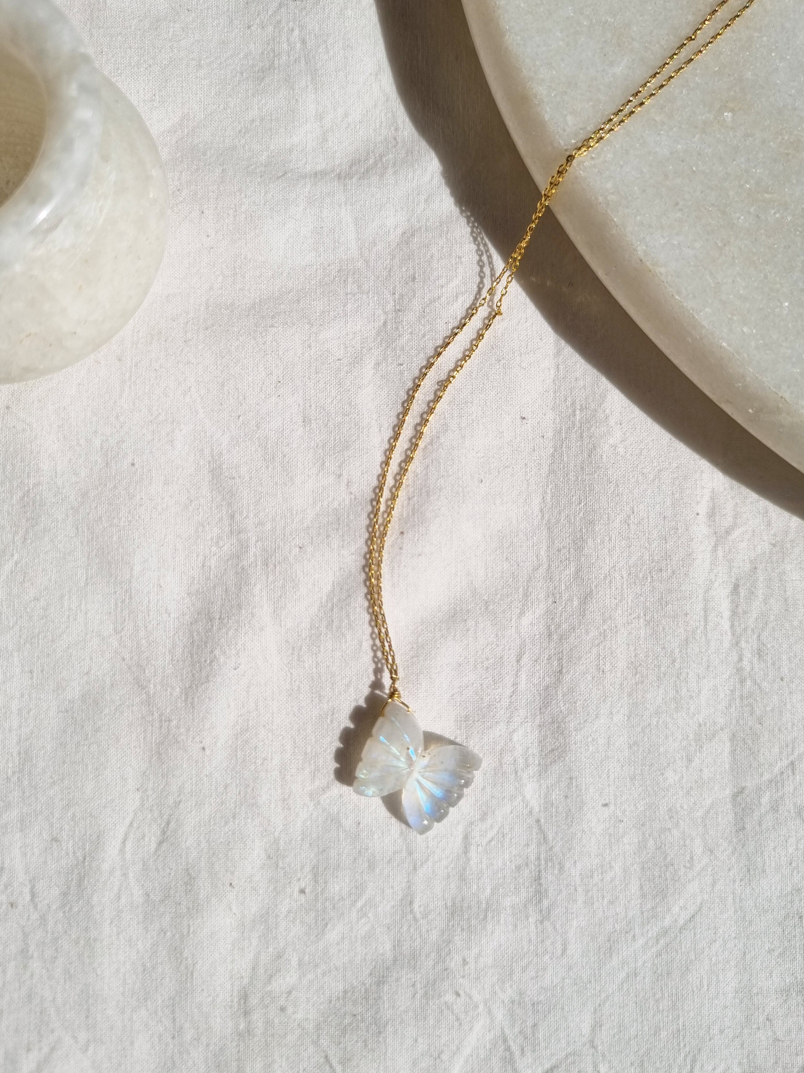 avah - Rainbow Moonstone Butterfly Pendant