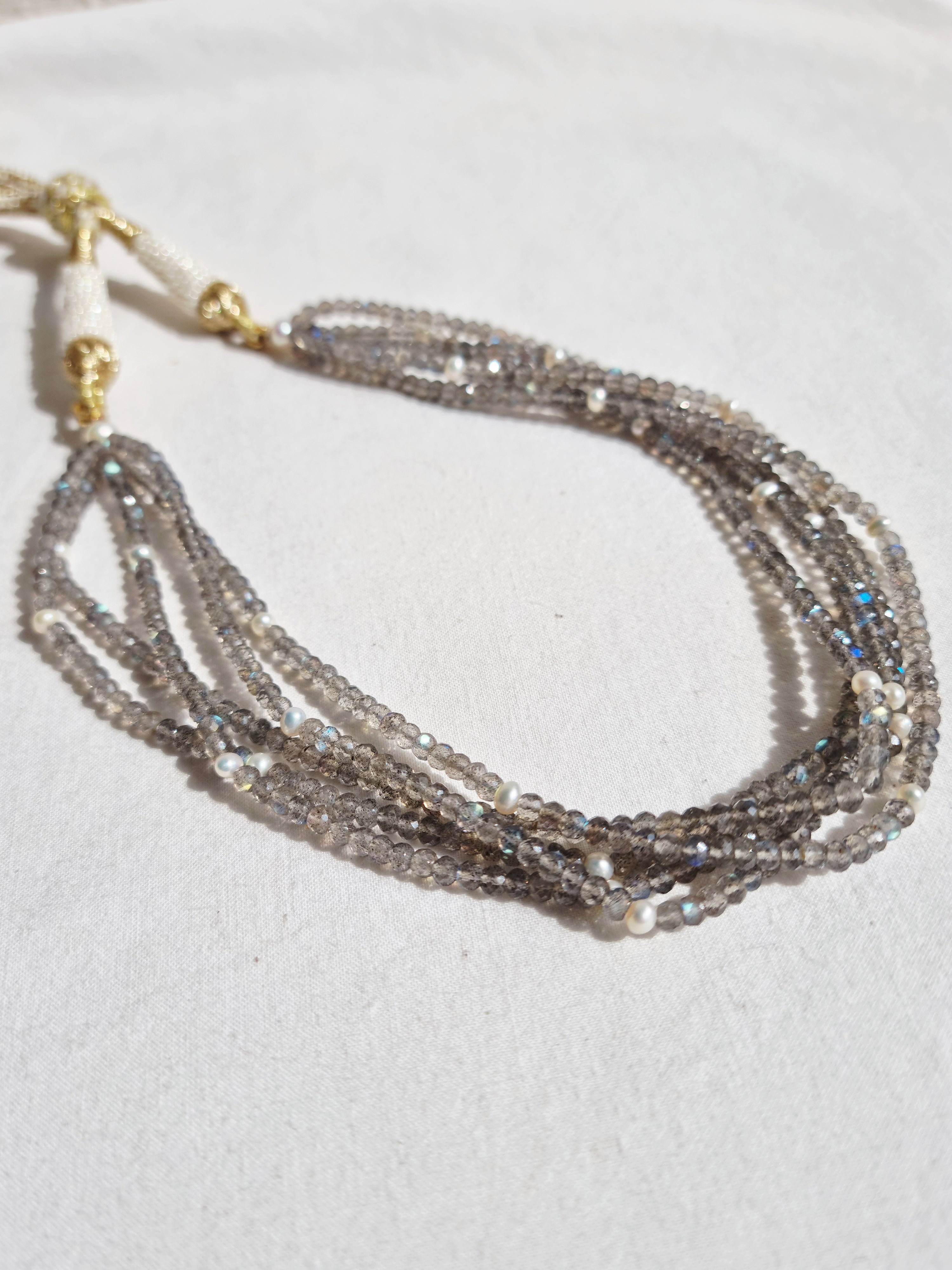 aveti - Labradorite Pearl Panchmala Choker