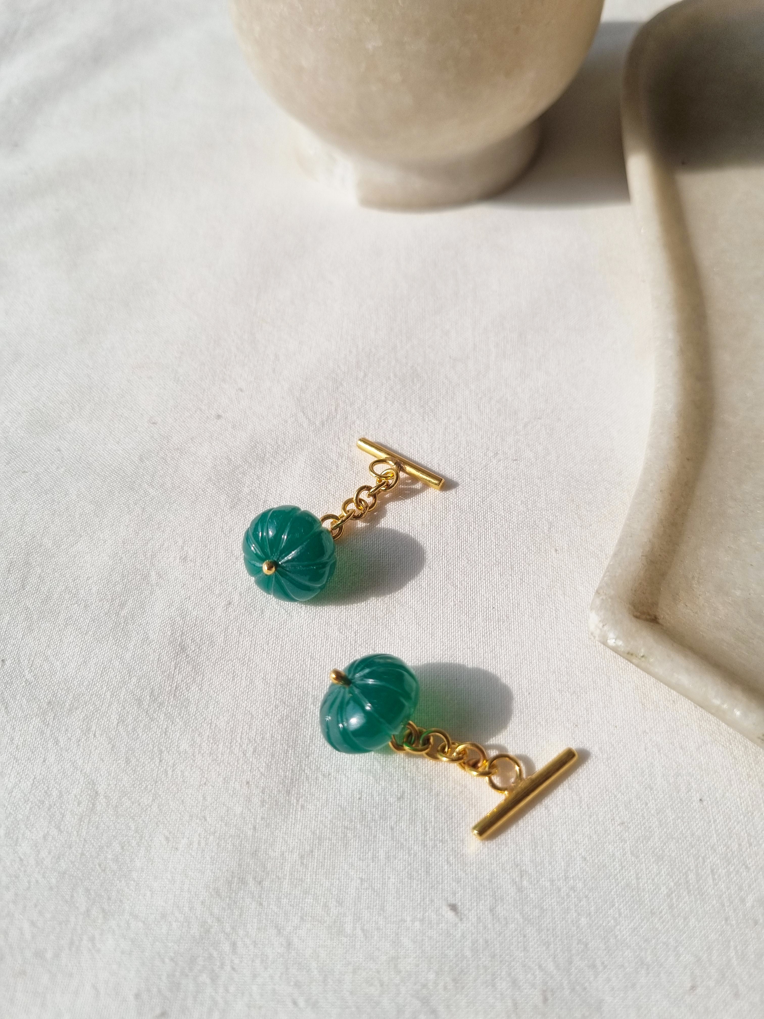 naura - Green Onyx Chain Cufflinks