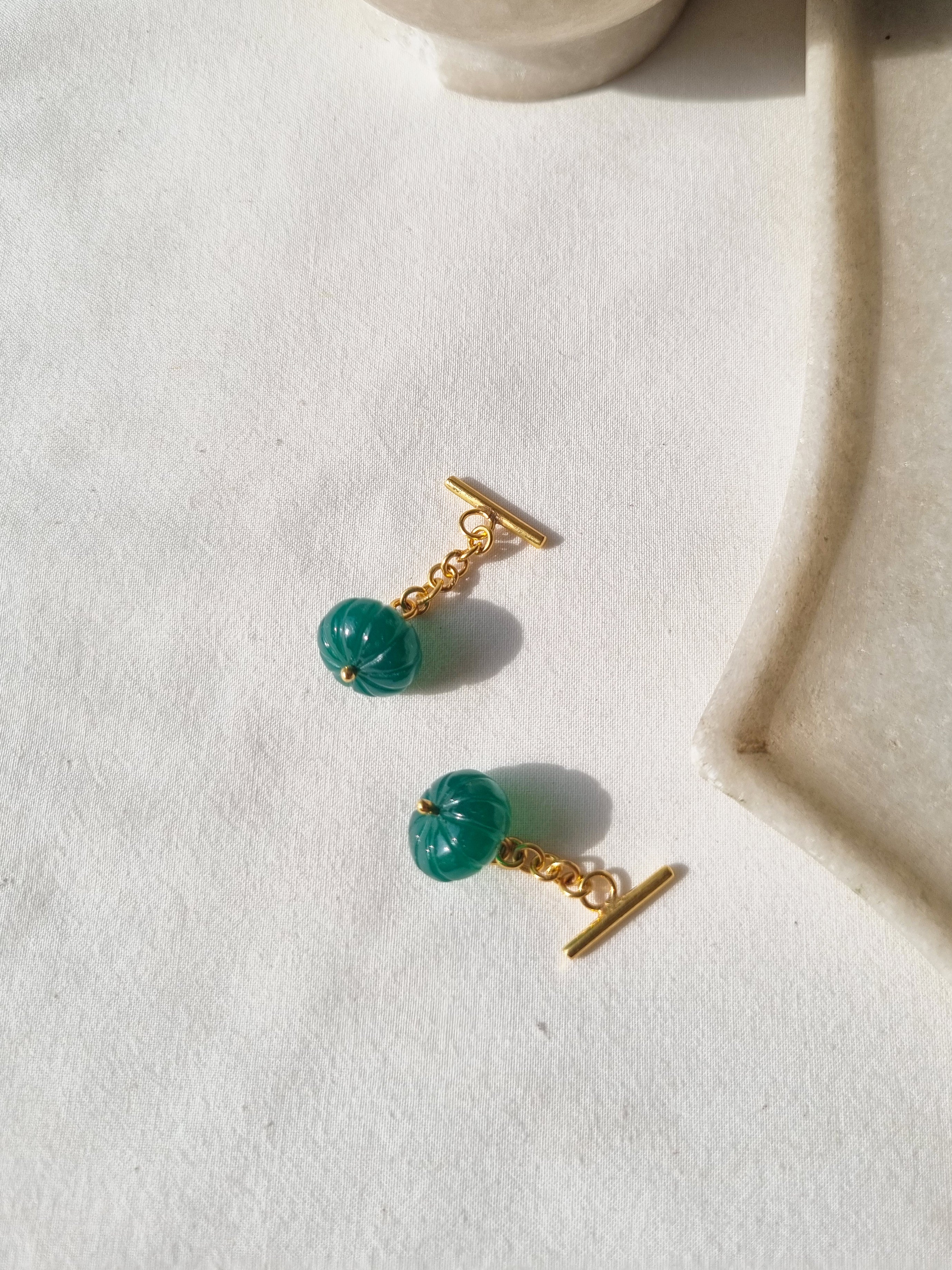 naura - Green Onyx Chain Cufflinks