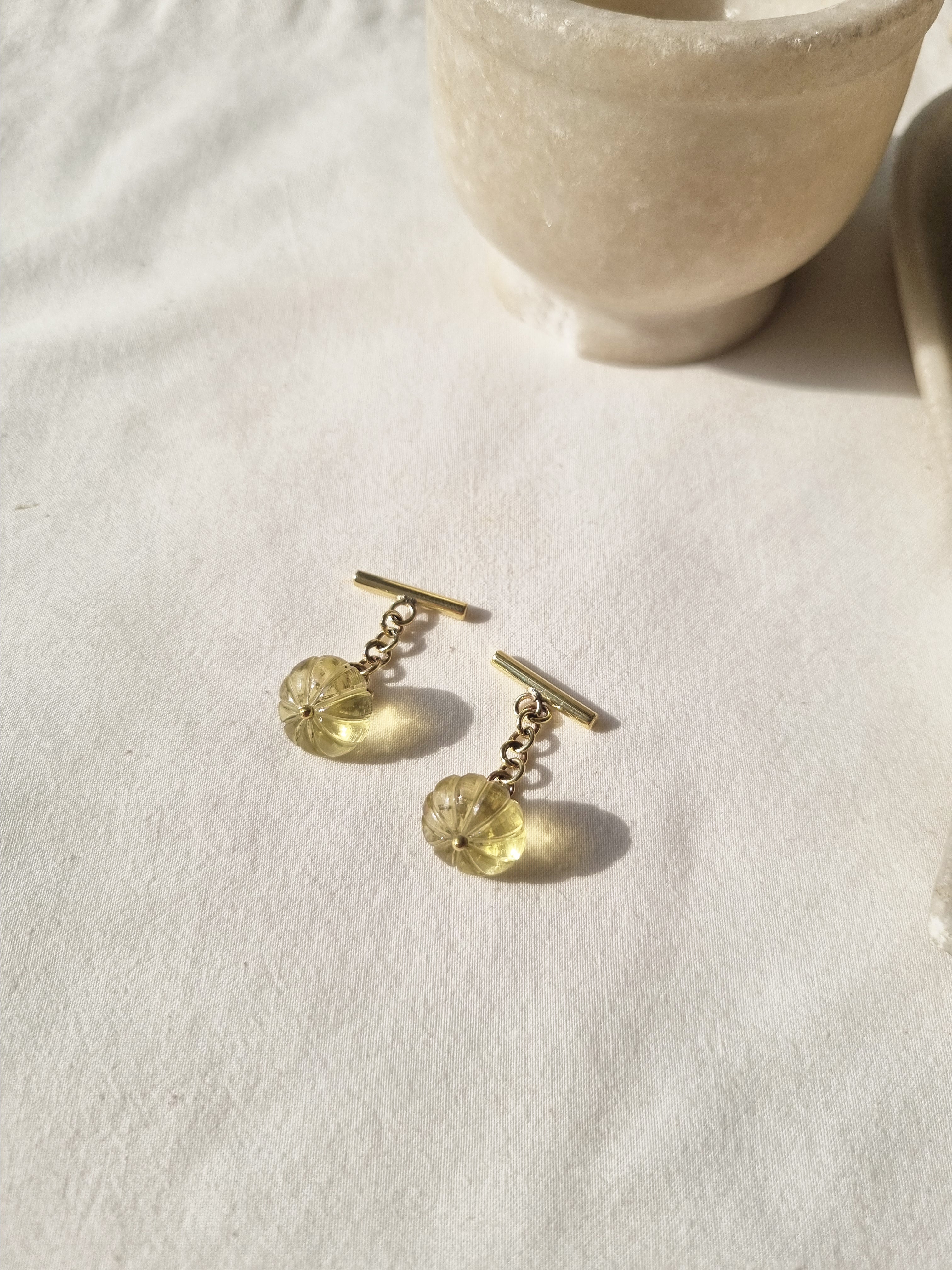 naura - Lemon Quartz Melon Chain Cufflinks