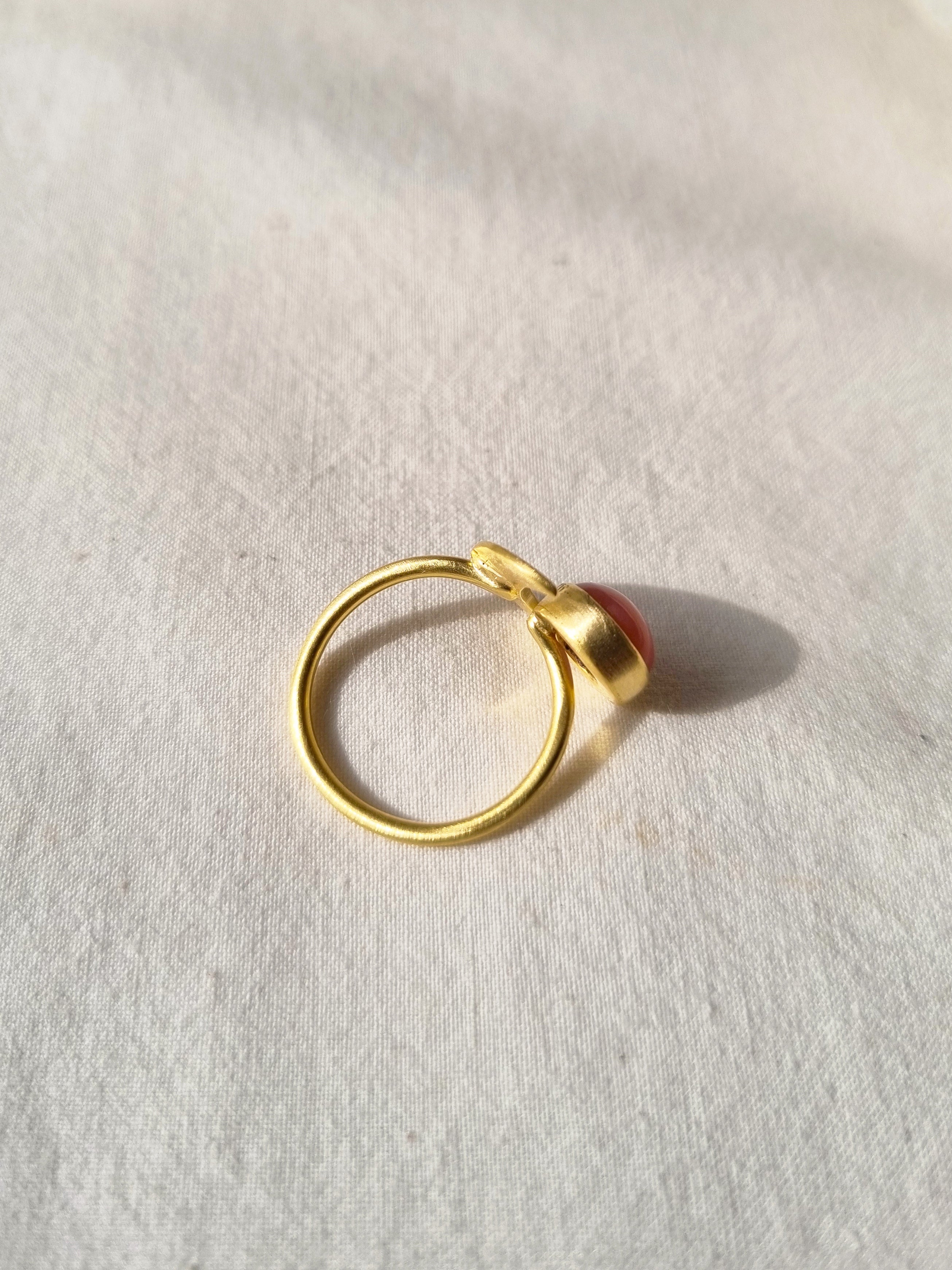 ika - Pink Opal Sun n Moon Ring